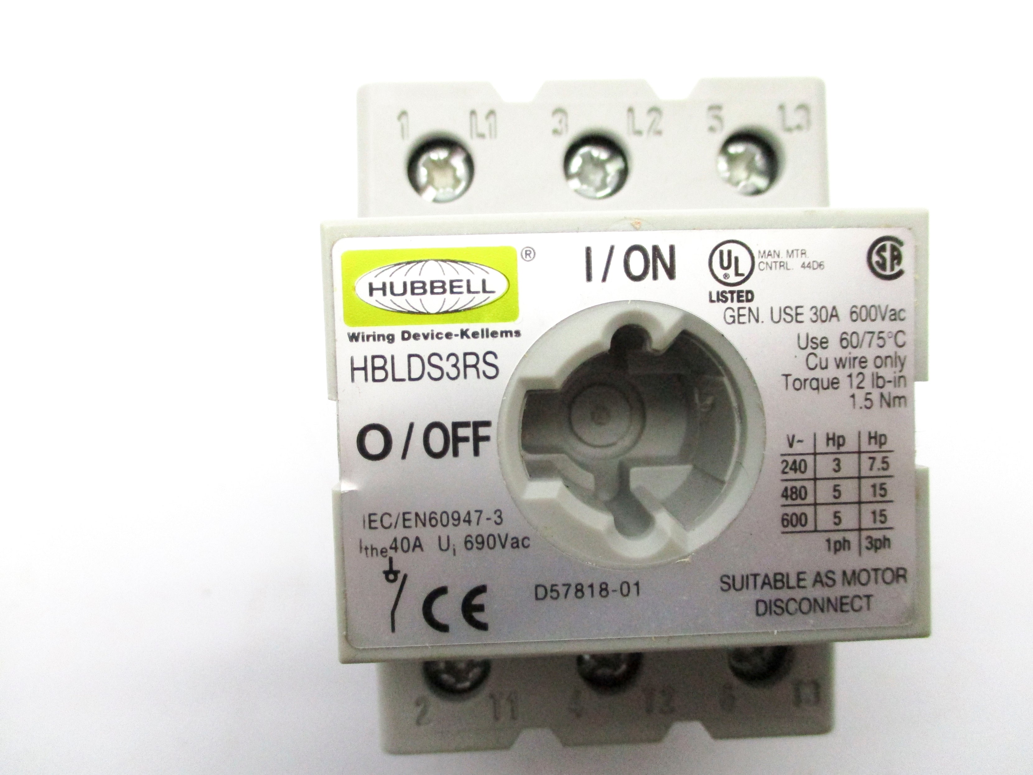 HUBBELL HBLDS3RS 600VAC 30A NSNP