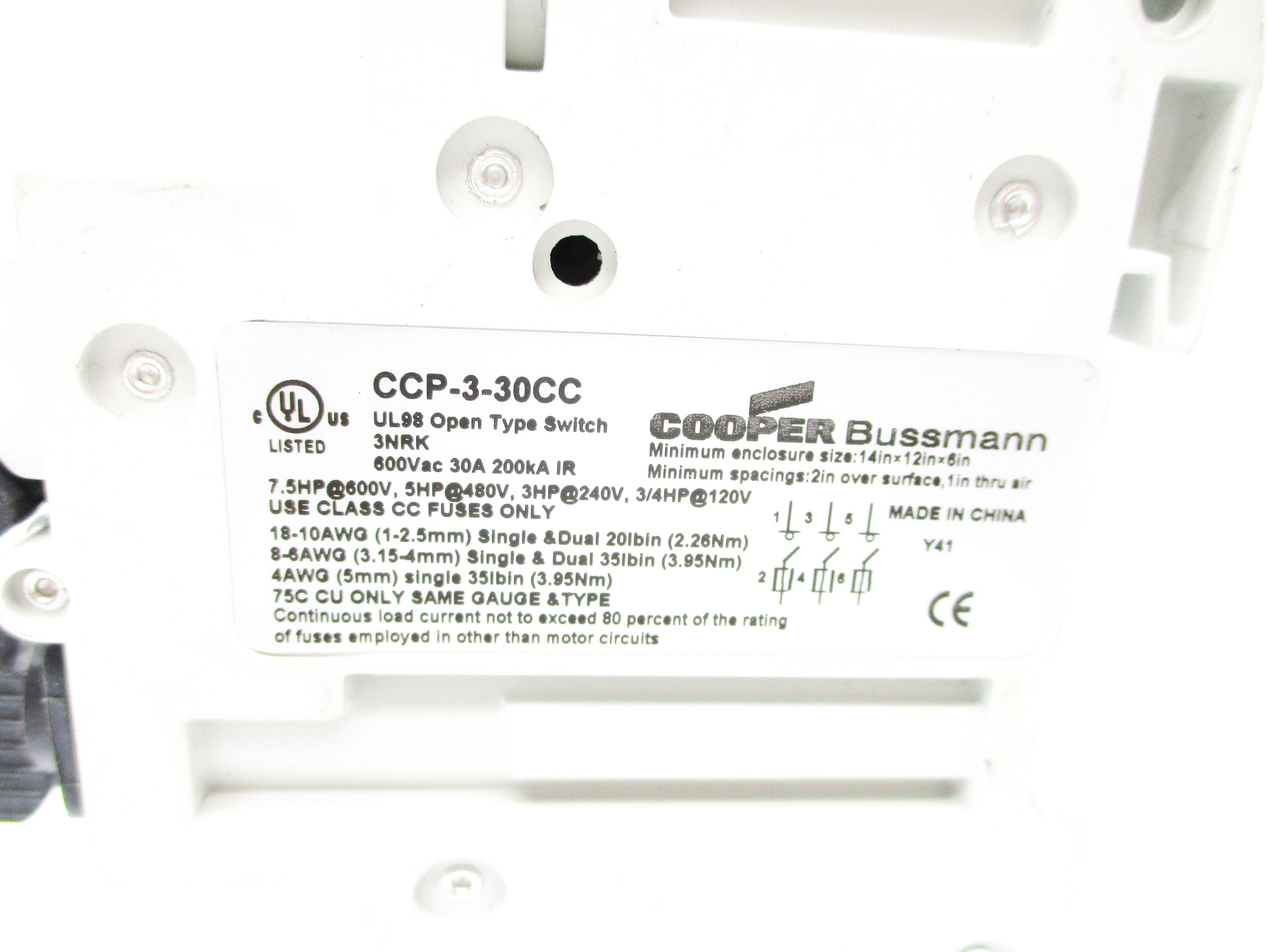 BUSSMANN CCP-3-30CC 600VAC 30A NSNP