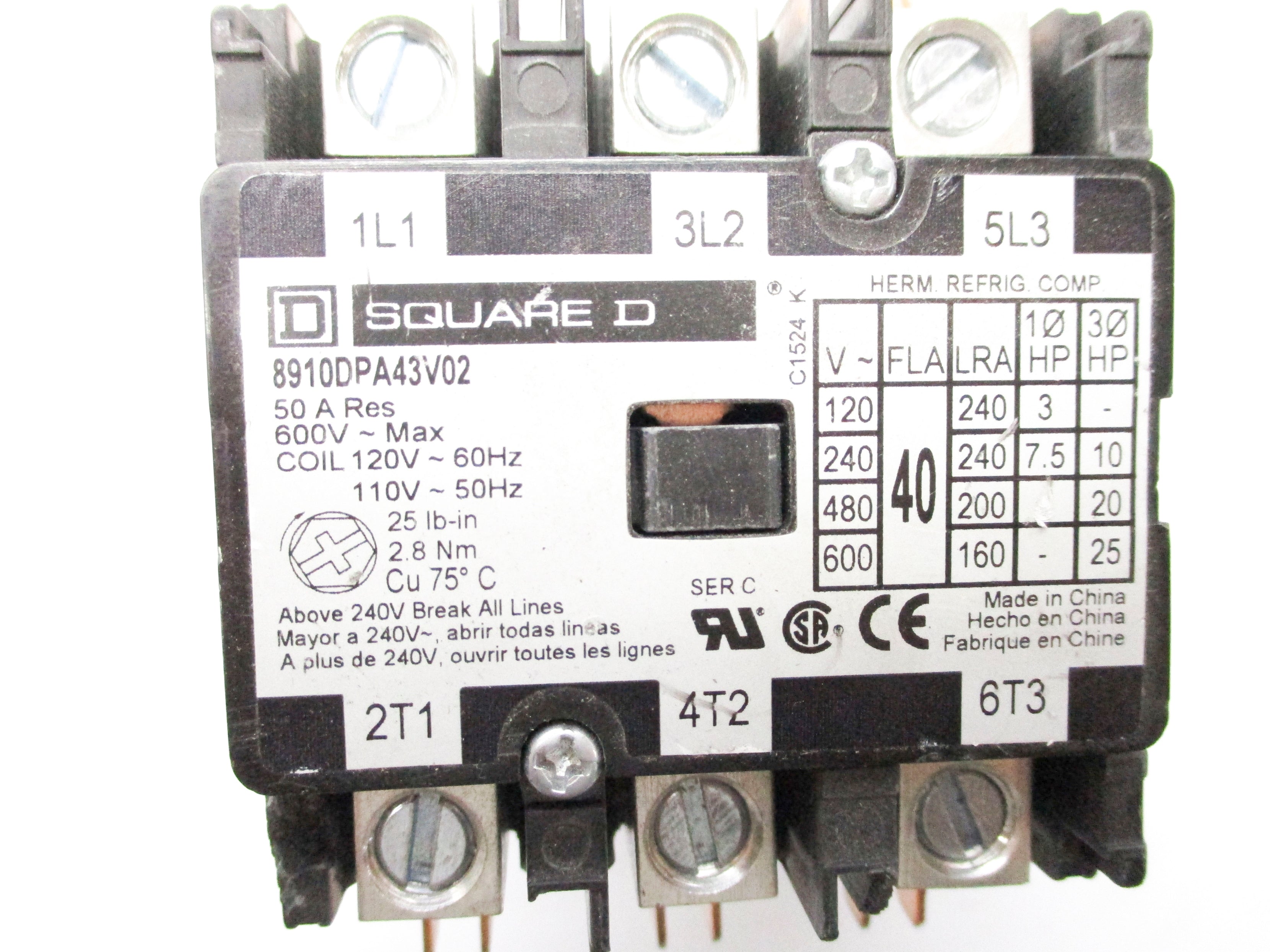 SQUARE D 8910DPA43V02 SER. C 110/120V 50A NSNP