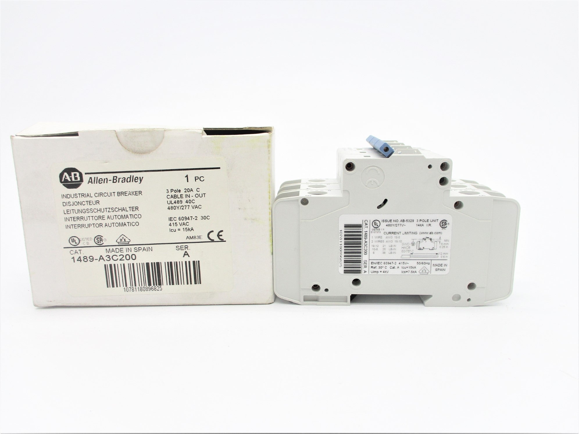 INDUSTRIAL SPARE PART 1489-A3C200 SER. A 20A 277VAC (WH) NSMP
