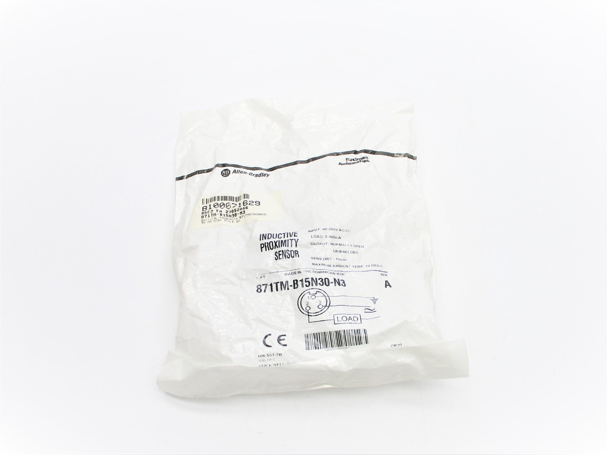 ALLEN BRADLEY 871TM-B15N30-N3 SER. A 40-250VAC/DC NSMP
