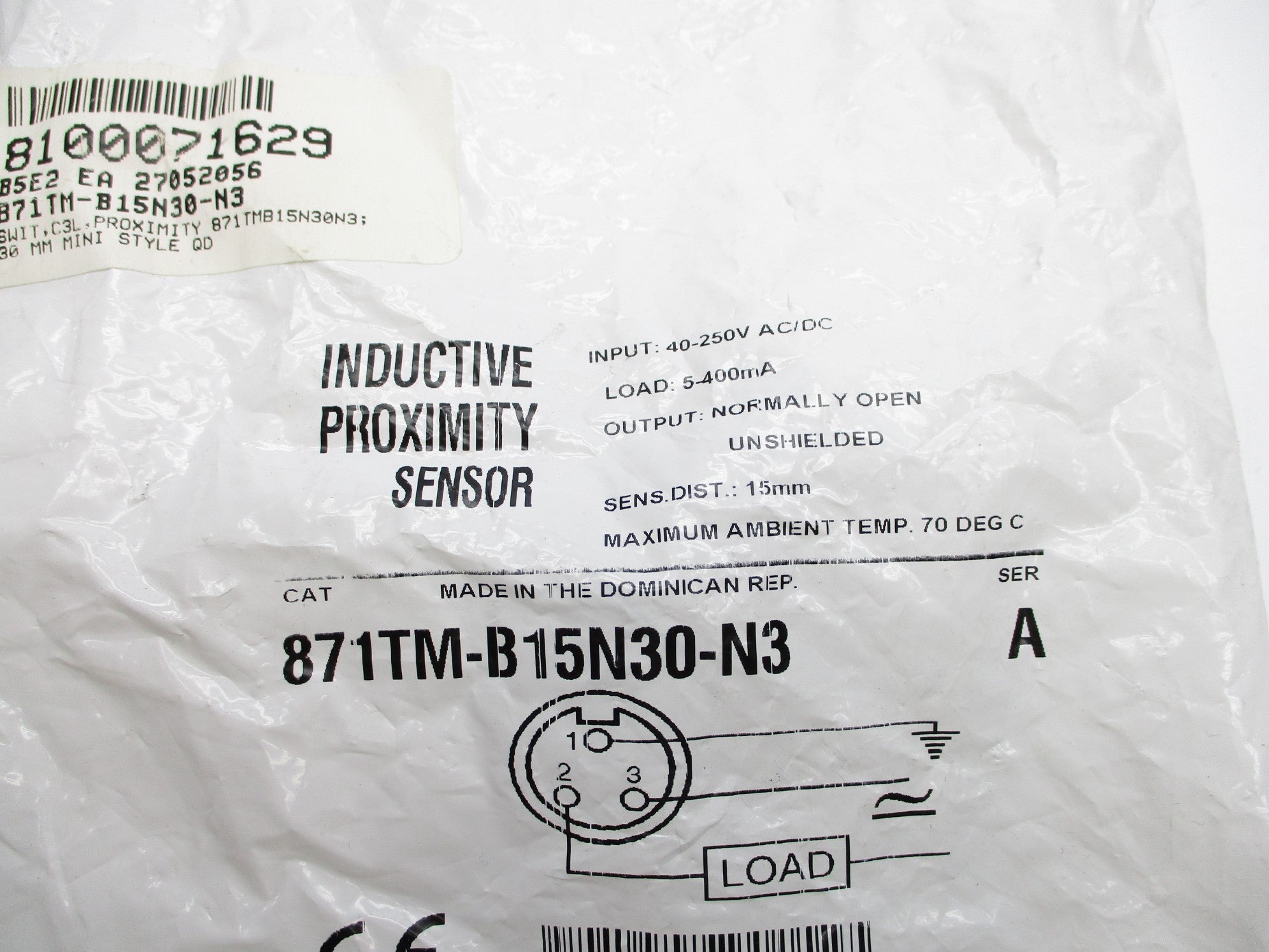 ALLEN BRADLEY 871TM-B15N30-N3 SER. A 40-250VAC/DC NSMP