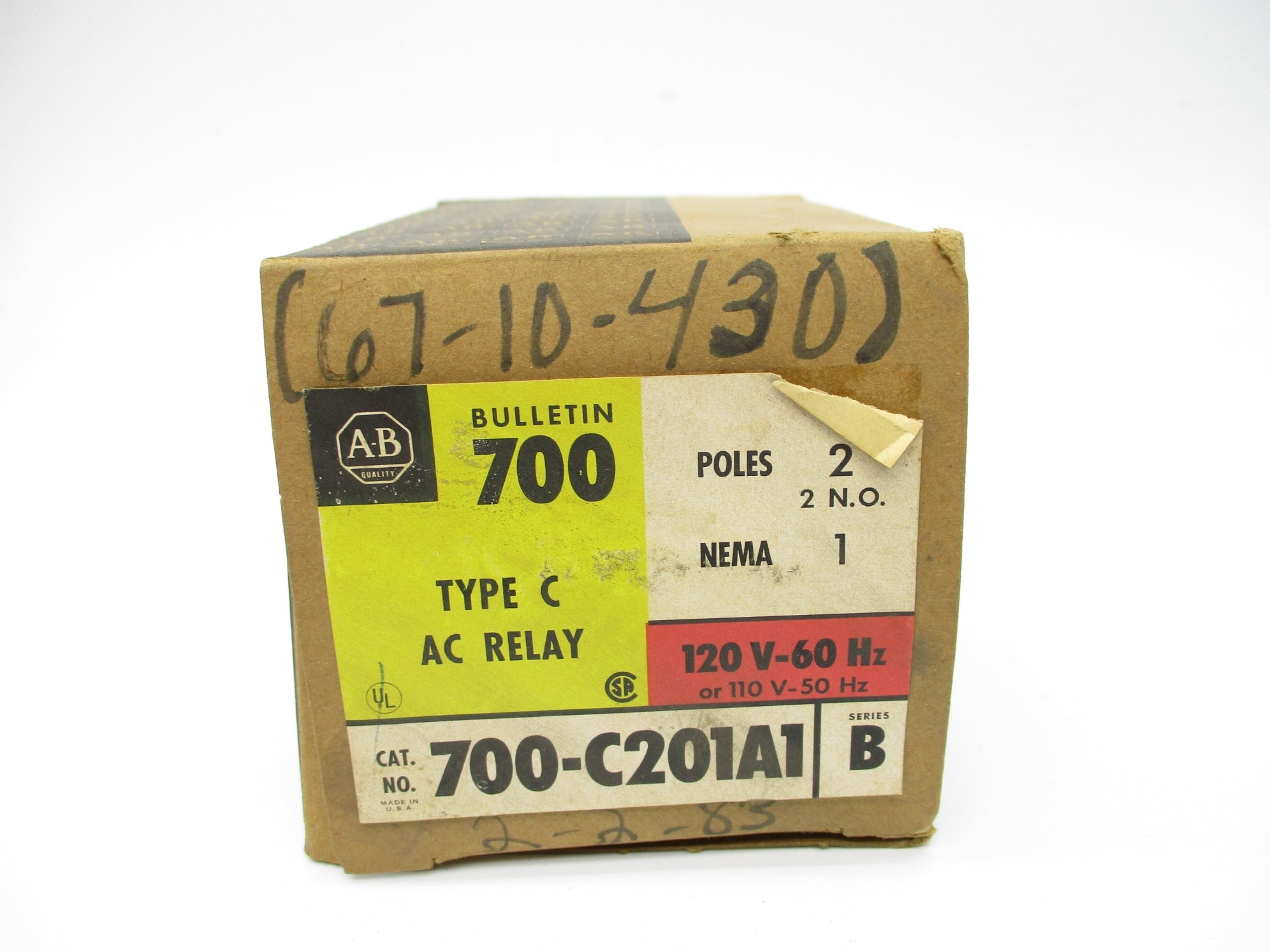 INDUSTRIAL SPARE PART 700-C201A1 SER. B 110/120V (BK/YL) NSMP