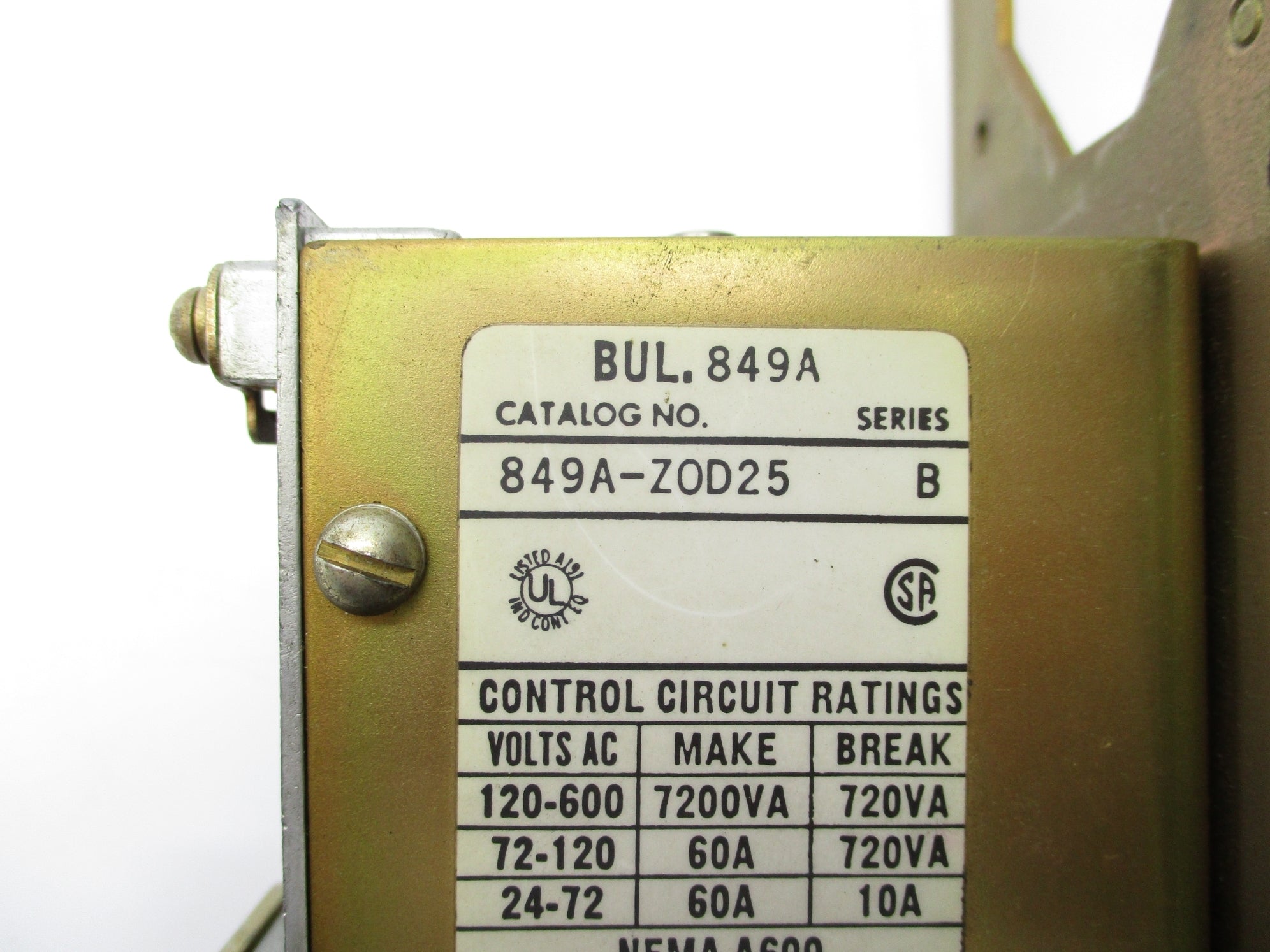 INDUSTRIAL SPARE PART 849A-ZOD25 SER. B (AS PICTURED) UNMP