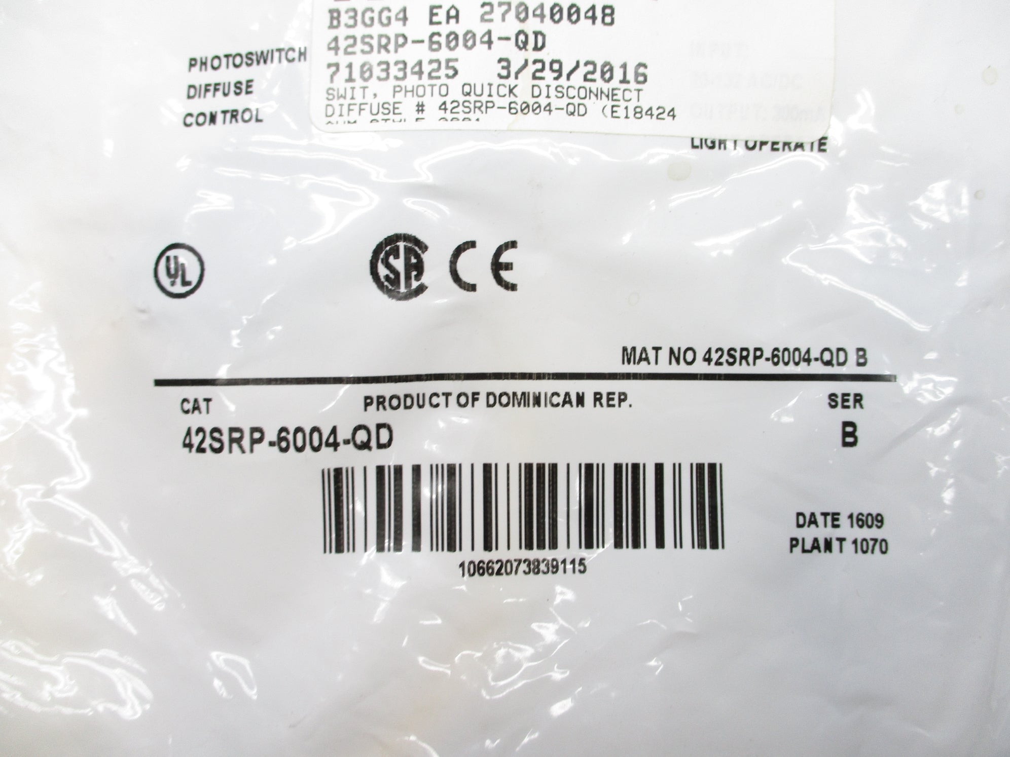 ALLEN BRADLEY 42SRP-6004-QD SER. B 20-132VAC/DC NSMP