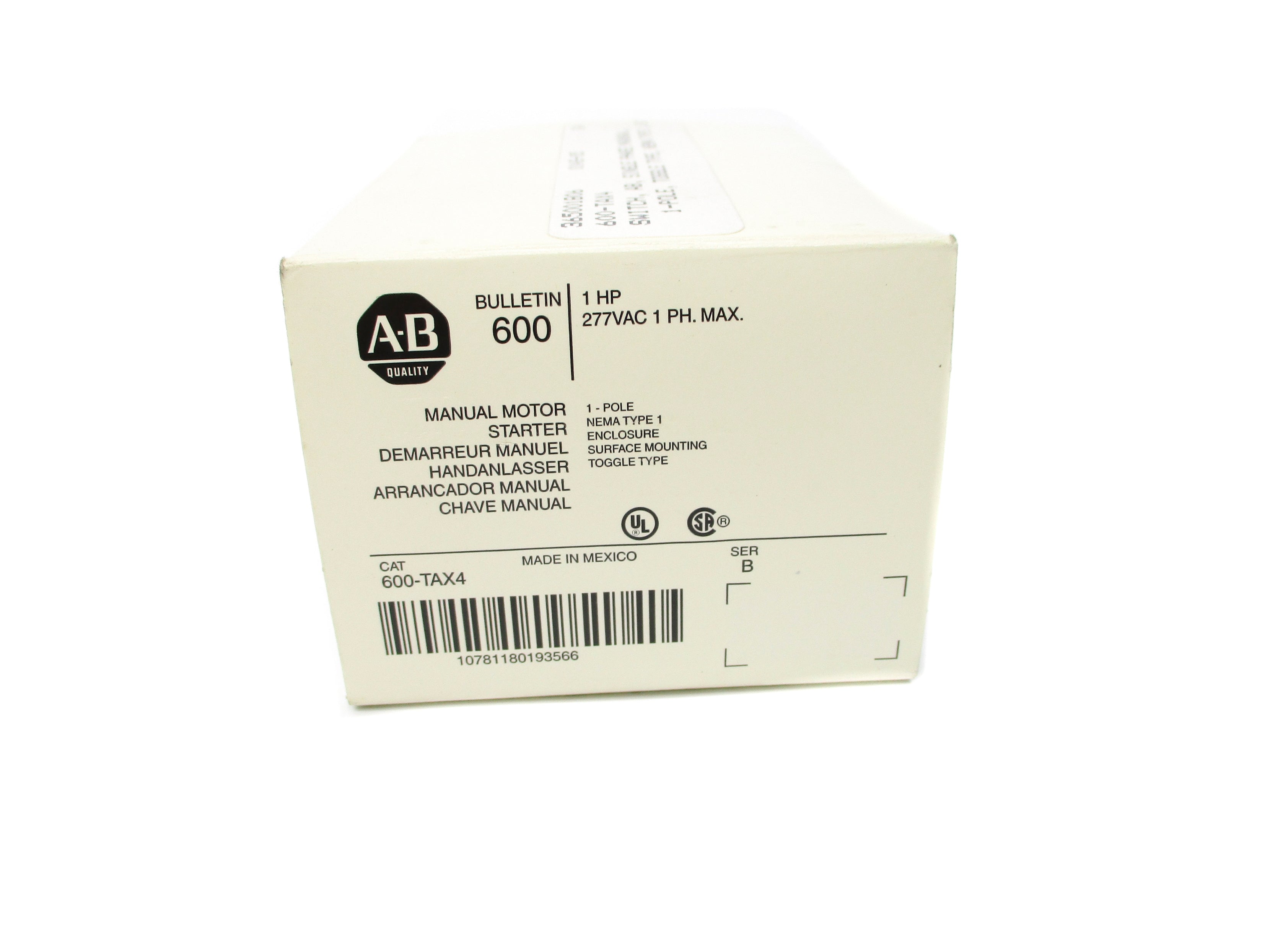 ALLEN BRADLEY 600-TAX4 SER. B 277VAC (WH) NSMP