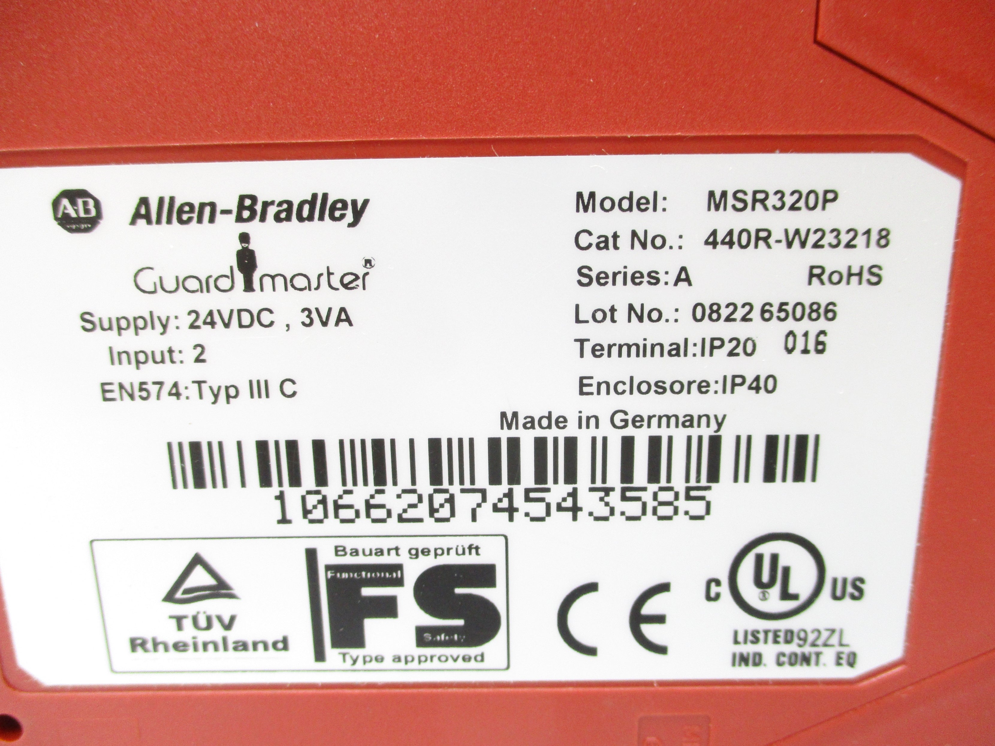 ALLEN BRADLEY 440R-W23218 SER. A 24VDC (WH) NSMP