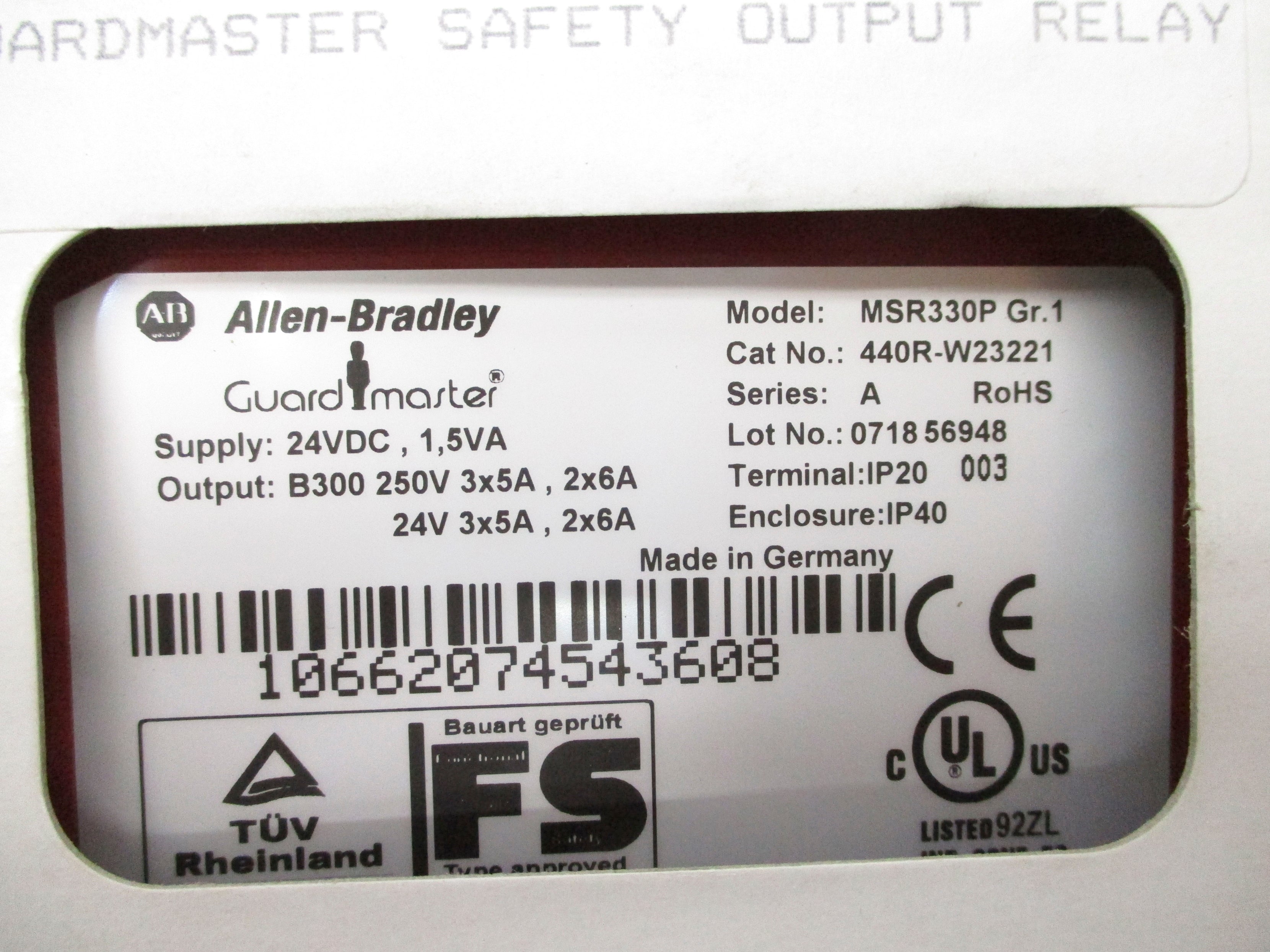 ALLEN BRADLEY 440R-W23221 SER. A 24VDC (WH) NSMP