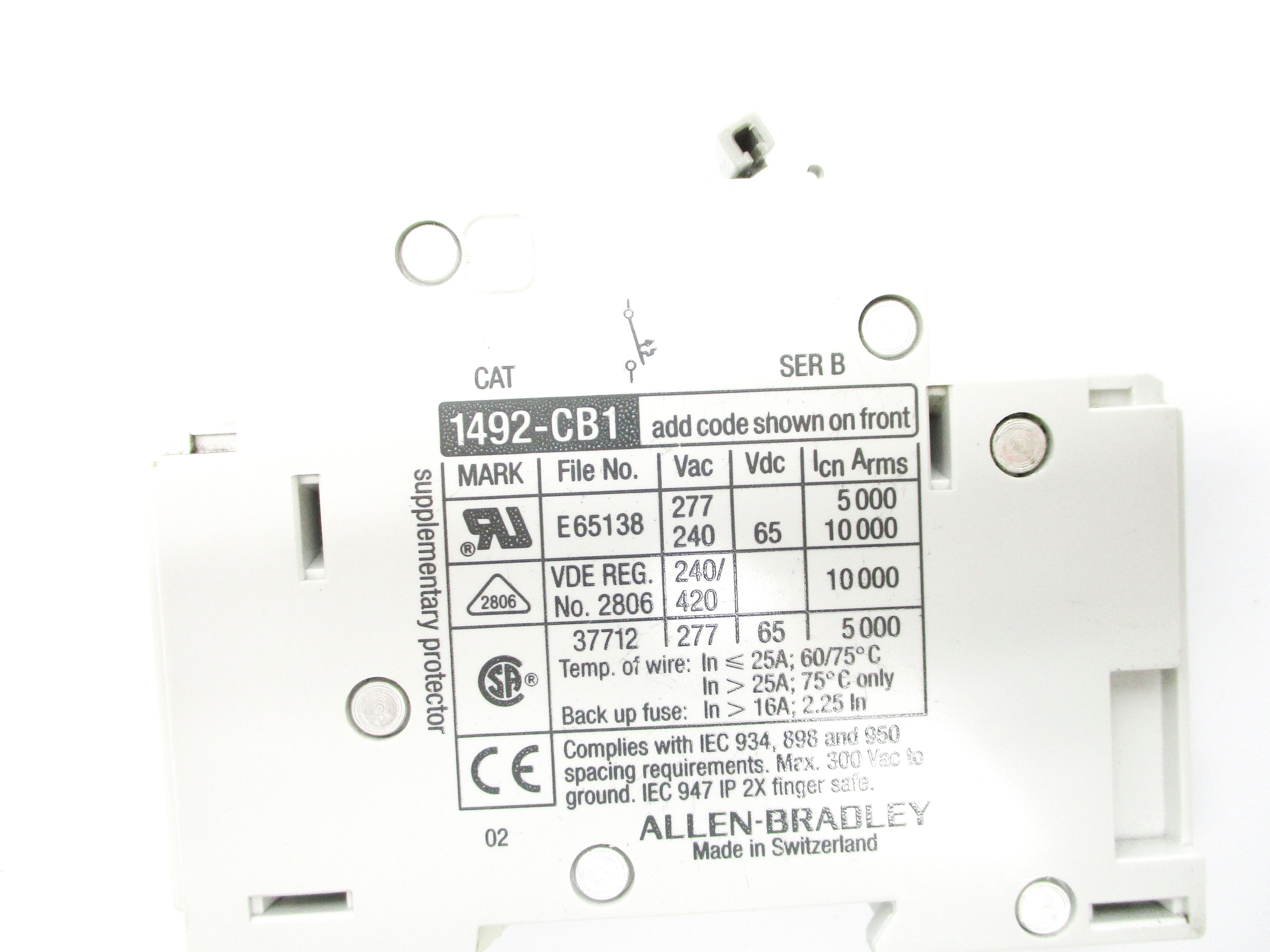 ALLEN BRADLEY 1492-CB1G060 SER. B 277VAC 6A NSNP