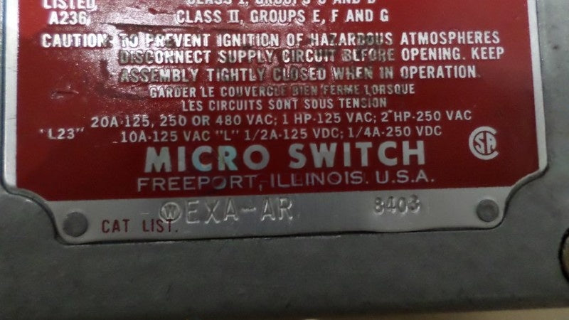 MICRO SWITCH EXA-AR SWITCH UNMP