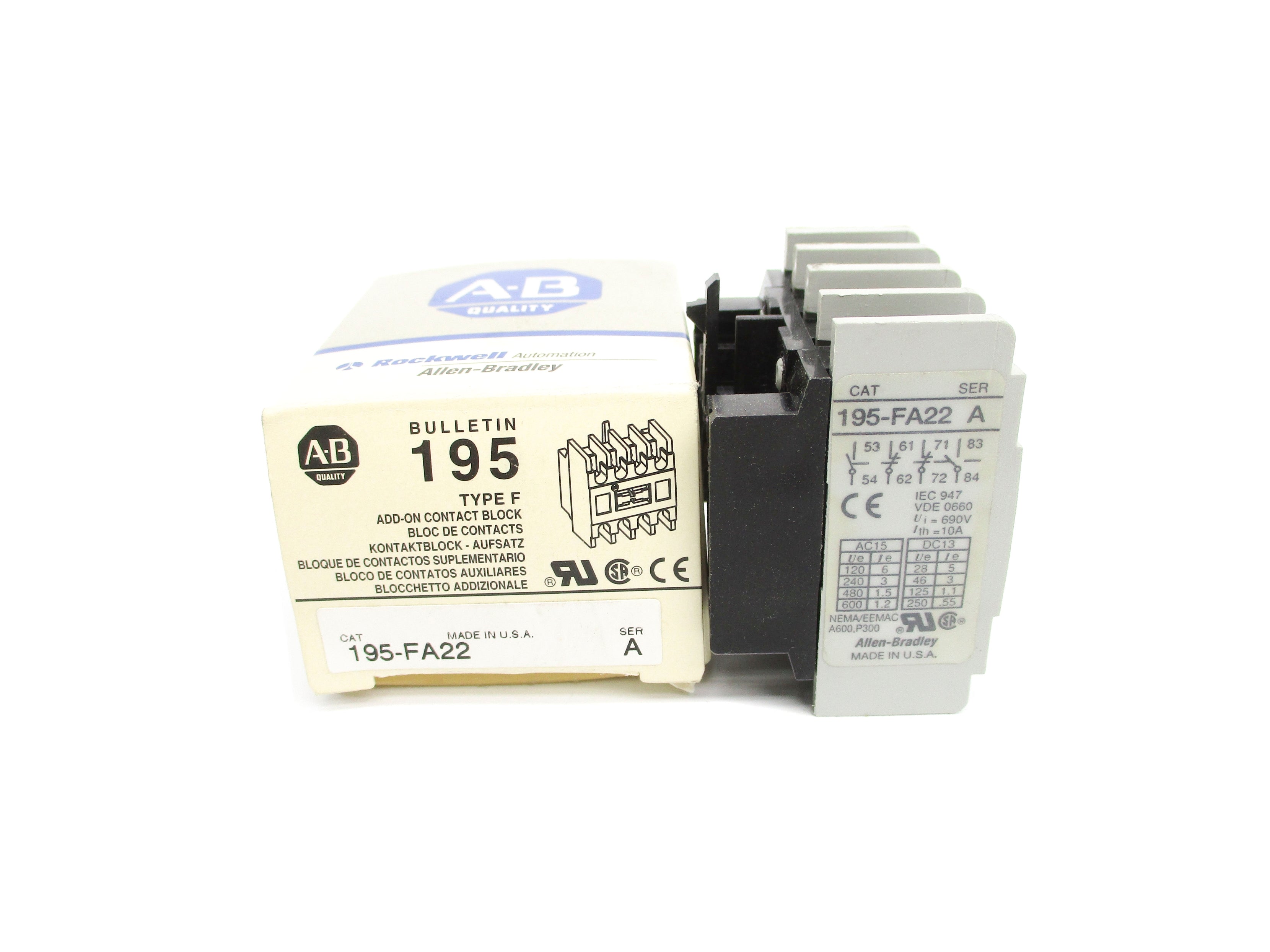 ALLEN BRADLEY 195-FA22 SER. A 600VAC 1.2A (GY/BL) NSMP