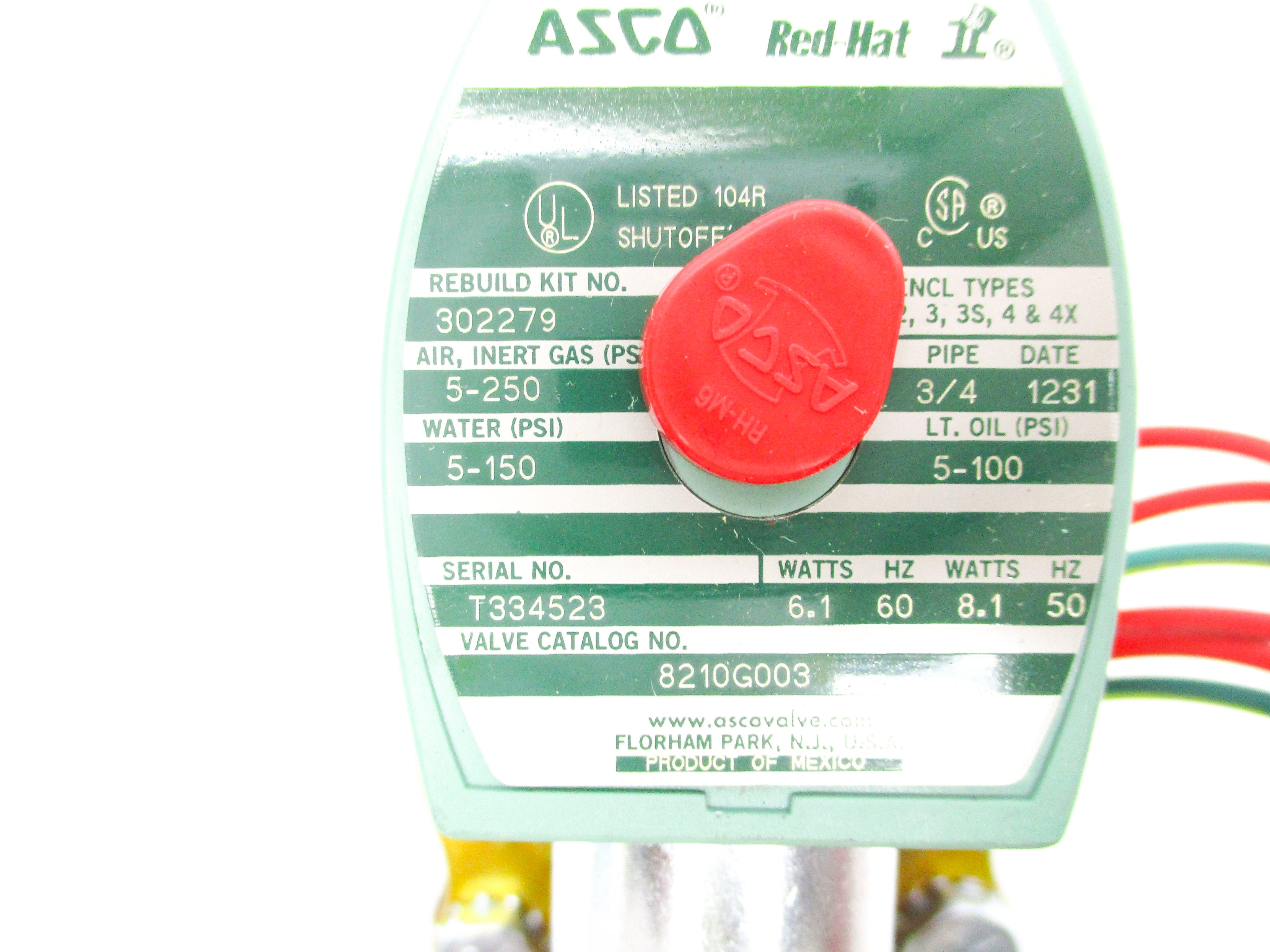 ASCO 8210G003 110/120V 5-250PSI 3/4" NSNP