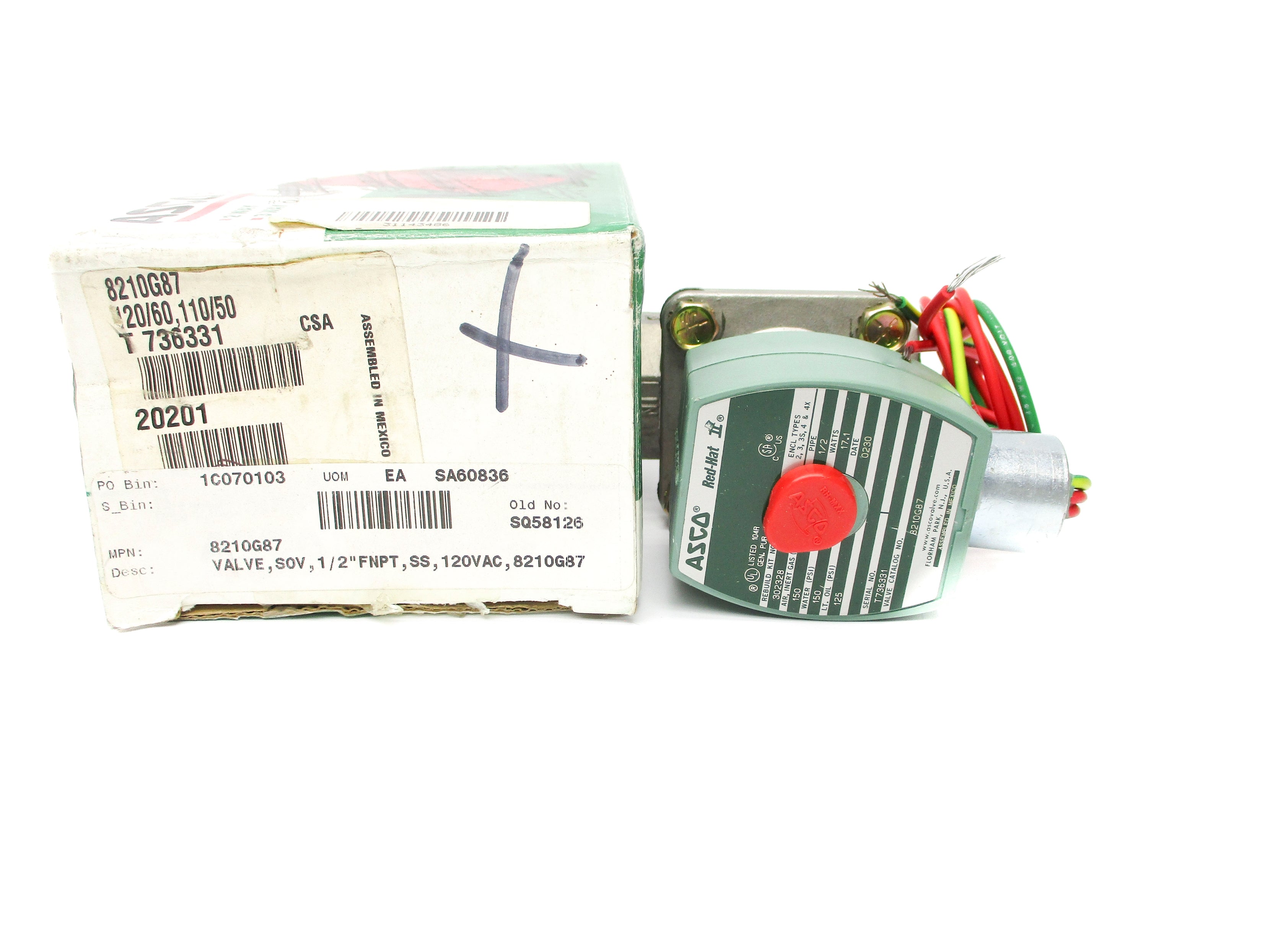 ASCO 8210G87 110/120V 125-150PSI 1/2" NSMP