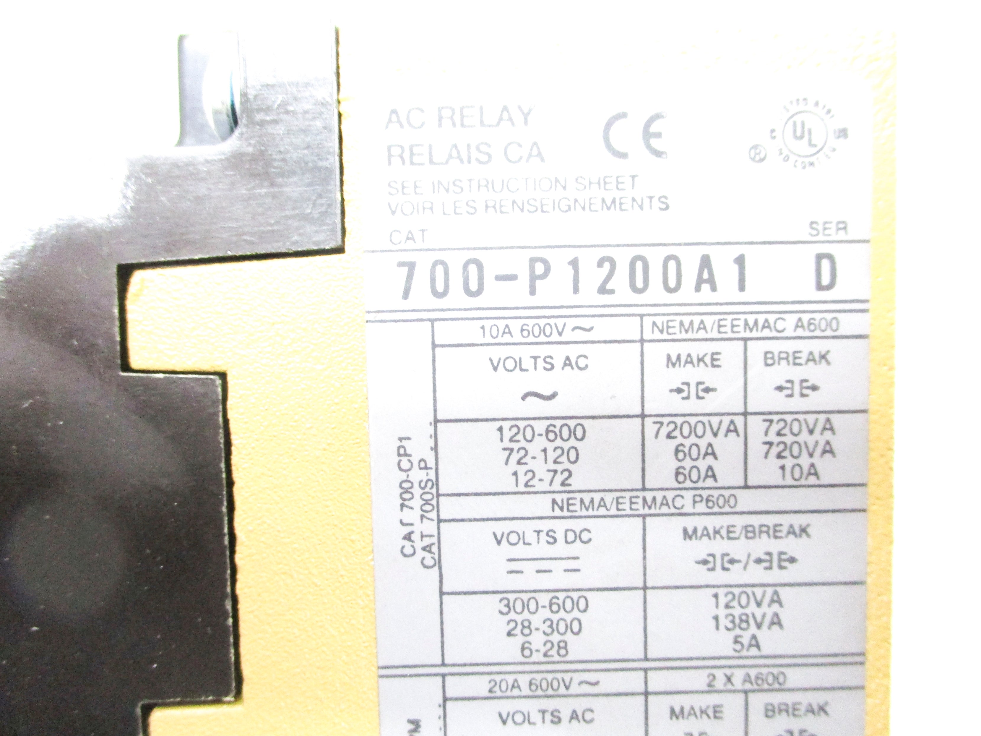 INDUSTRIAL SPARE PART 700-P1200A1 SER. D 110/115-120V NSNP