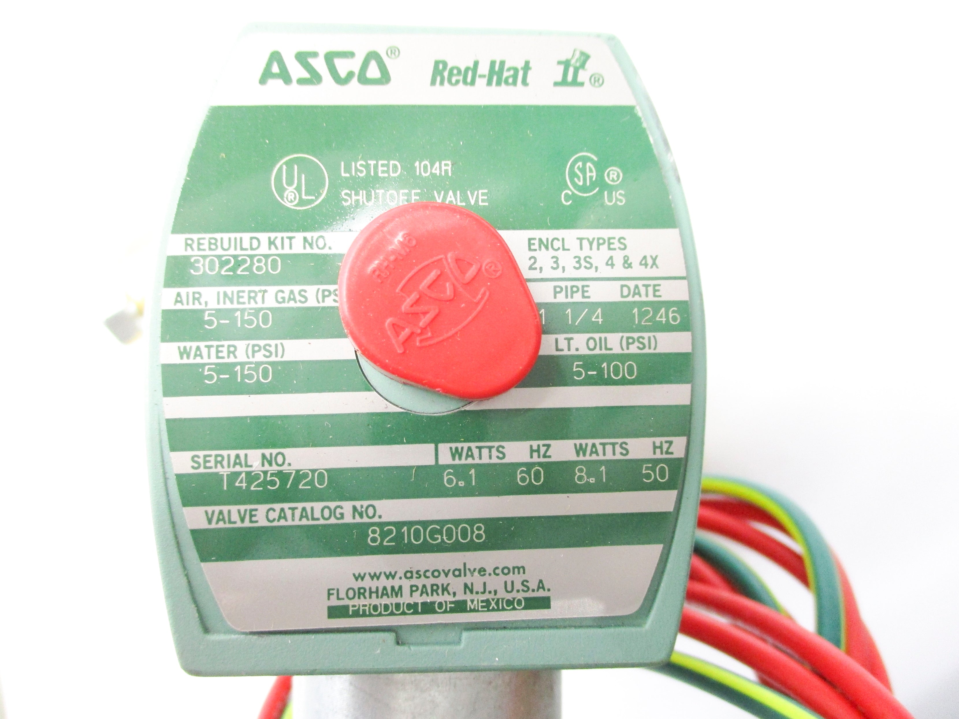 ASCO 8210G008 110/120V 5-150PSI 1-1/4" NSNP