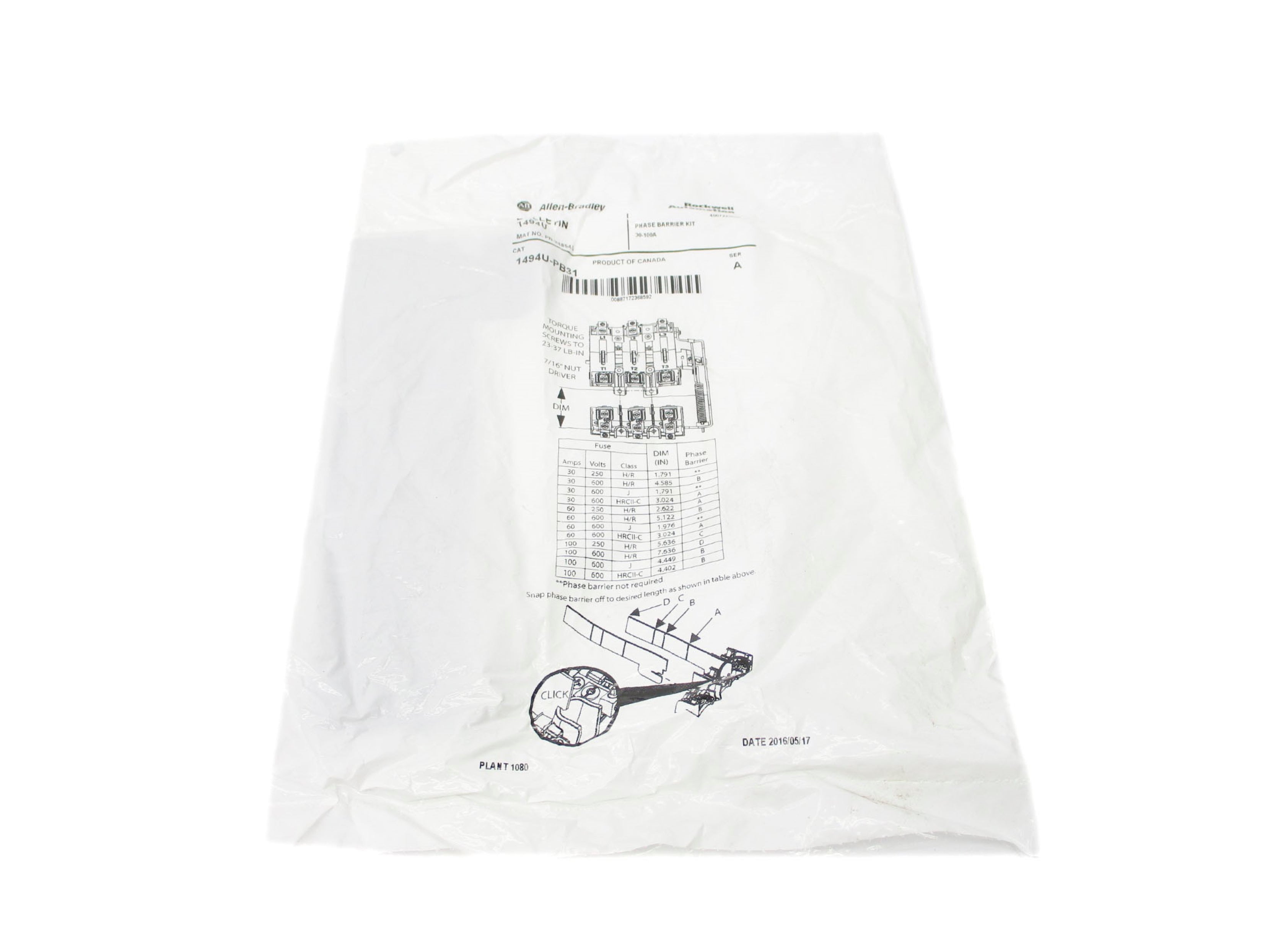 ALLEN BRADLEY 1494U-PB31 SER. A NSMP