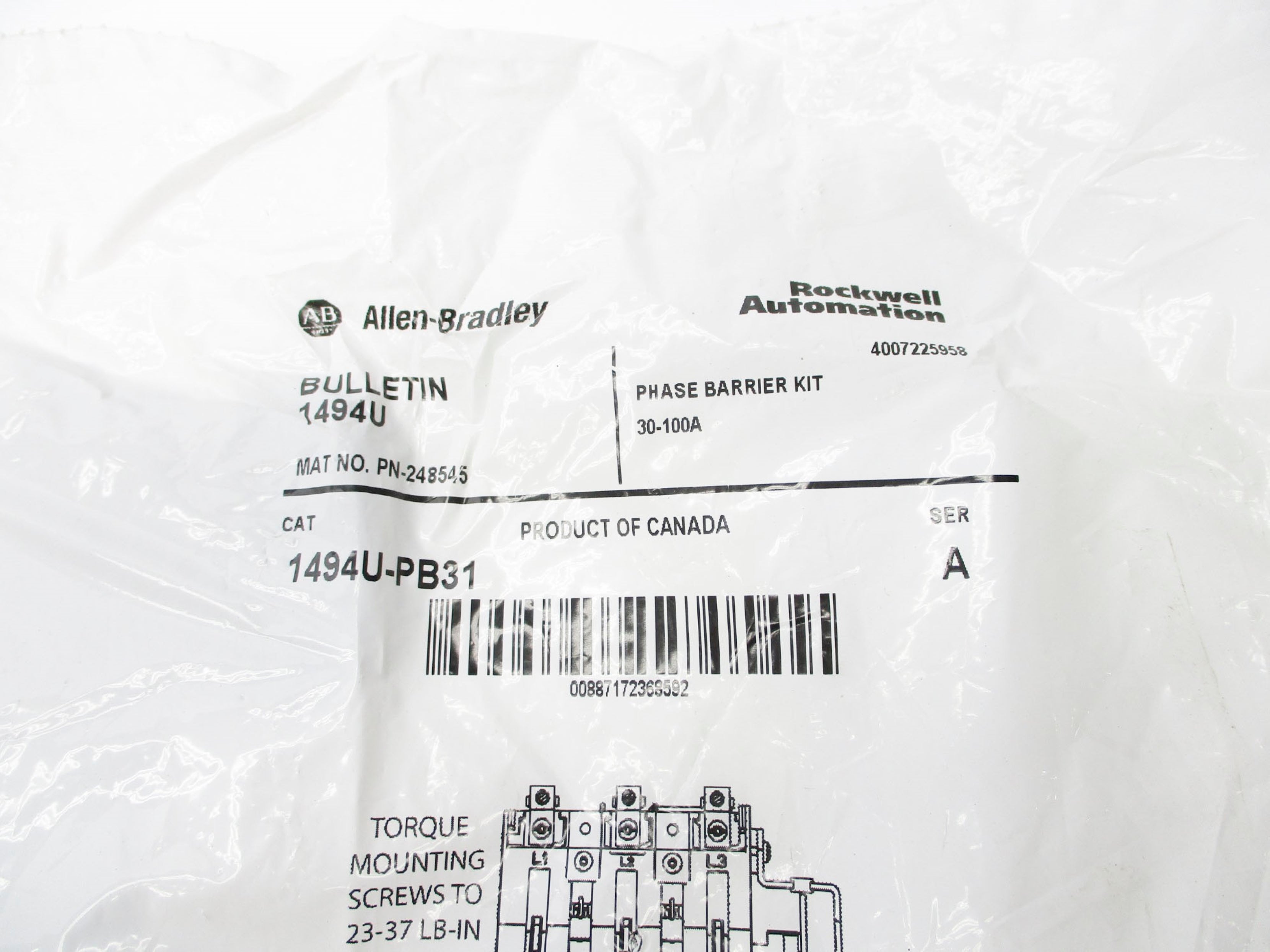 ALLEN BRADLEY 1494U-PB31 SER. A NSMP