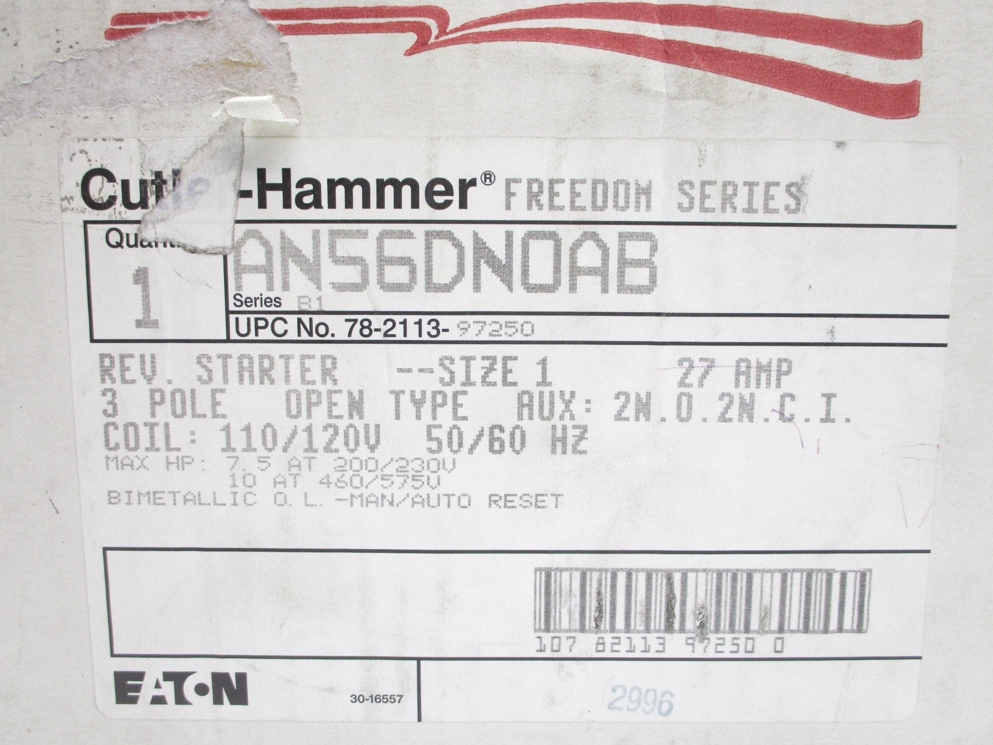 CUTLER HAMMER AN56DN0AB SER. B1 110/120V 27A NSMP