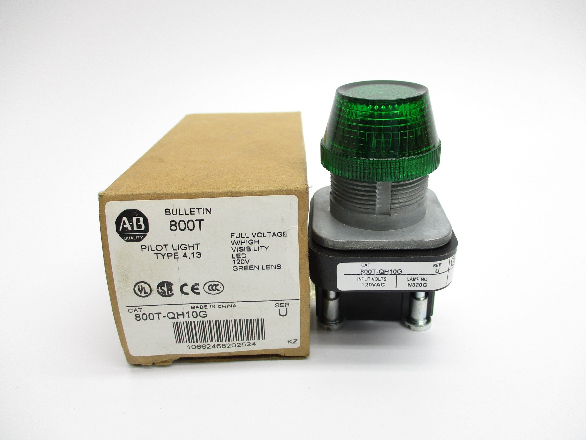 ALLEN BRADLEY 800T-QH10G SER. U 120VAC (BR/WH) NSMP