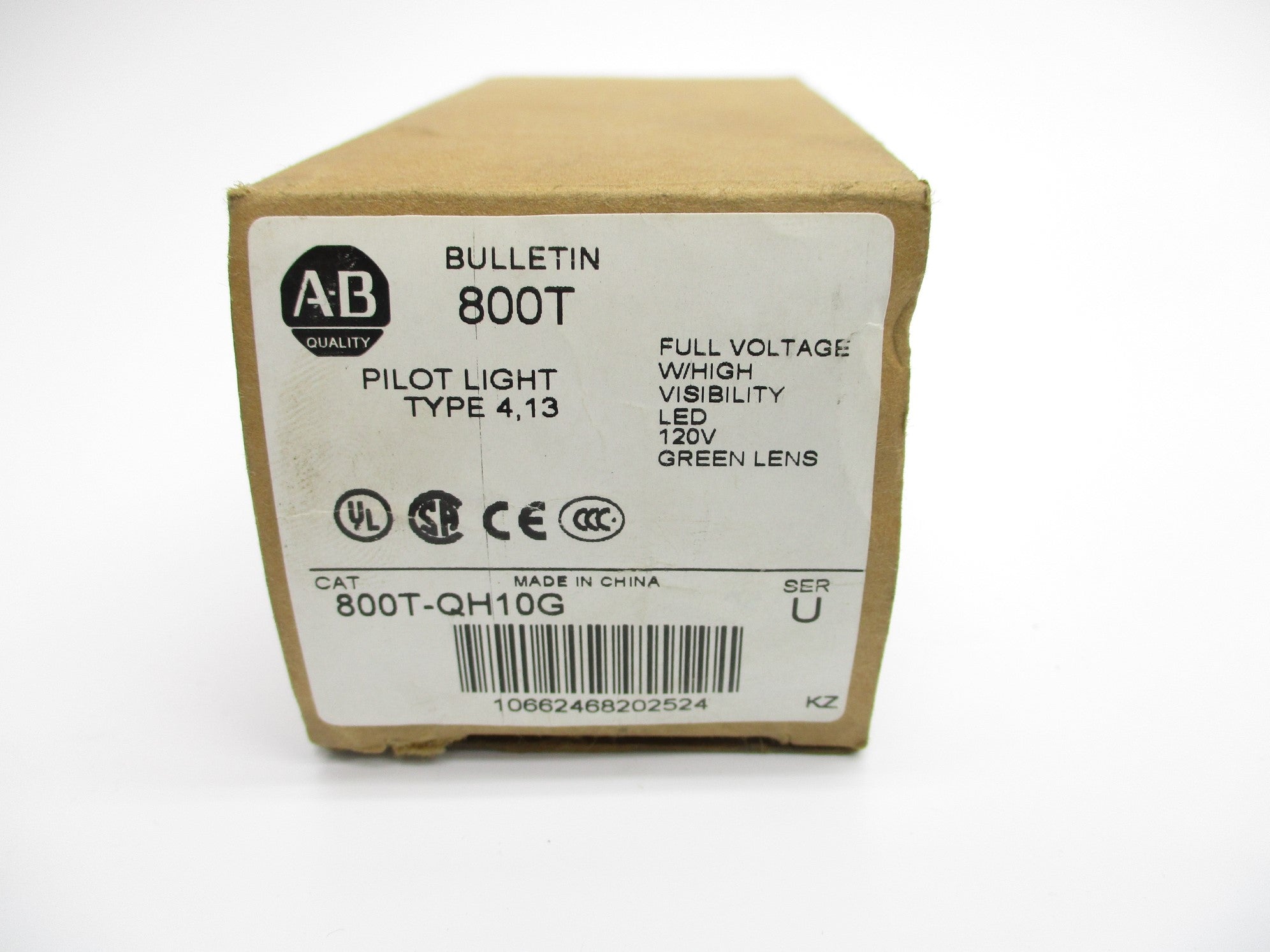 ALLEN BRADLEY 800T-QH10G SER. U 120VAC (BR/WH) NSMP