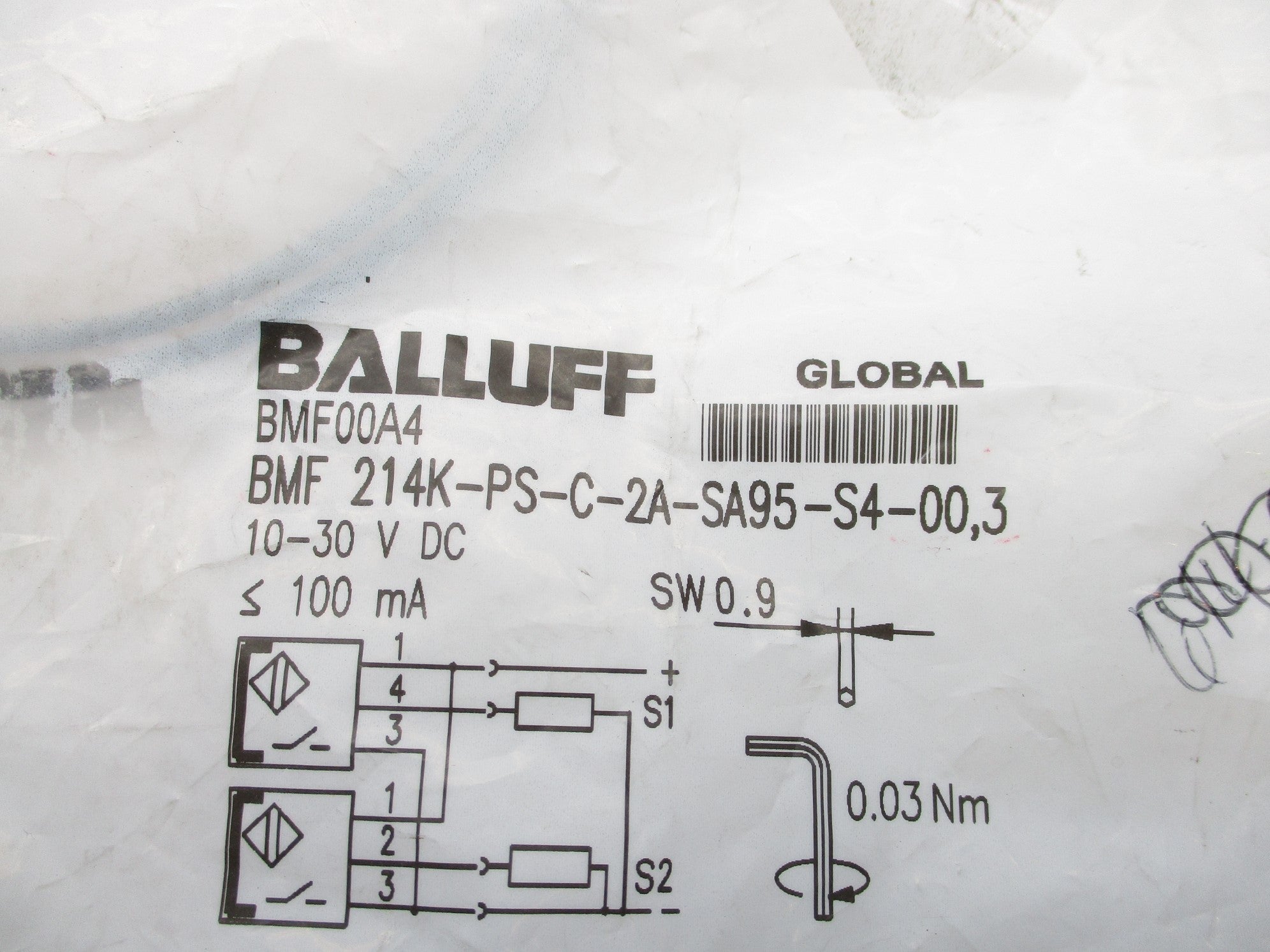 BALLUFF BMF214K-PS-C-2A-SA95-S4-00.3 BMF00A4 10-30VDC NSMP