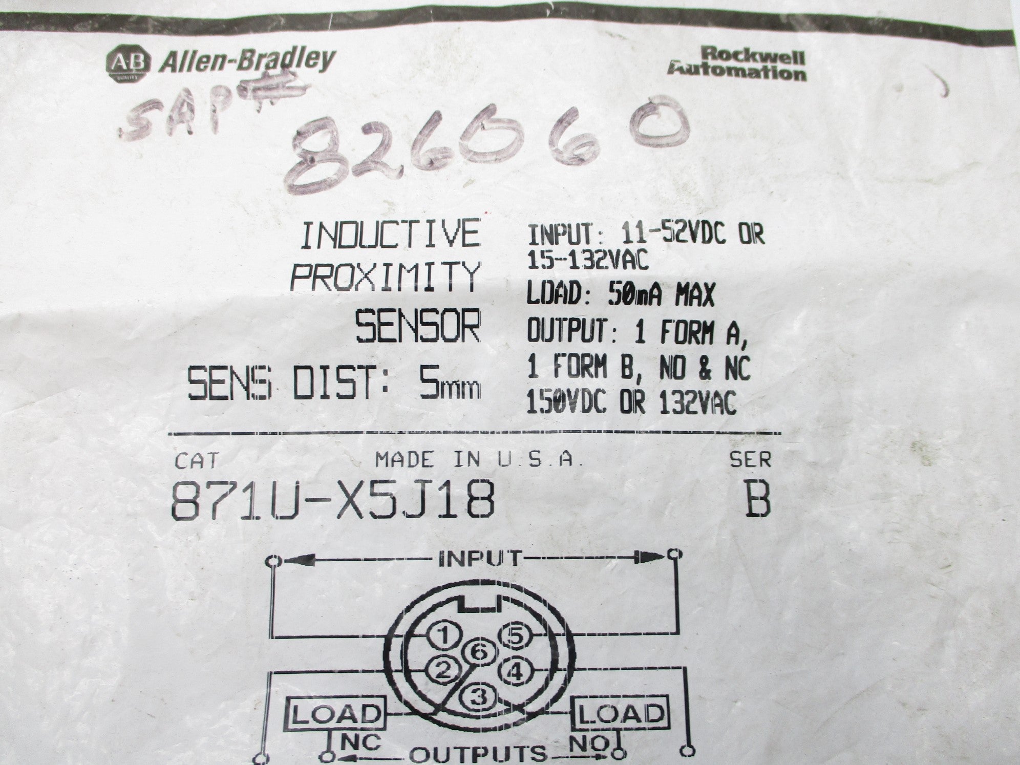 INDUSTRIAL SPARE PART 871U-X5J18 SER. B 15-132VAC NSMP