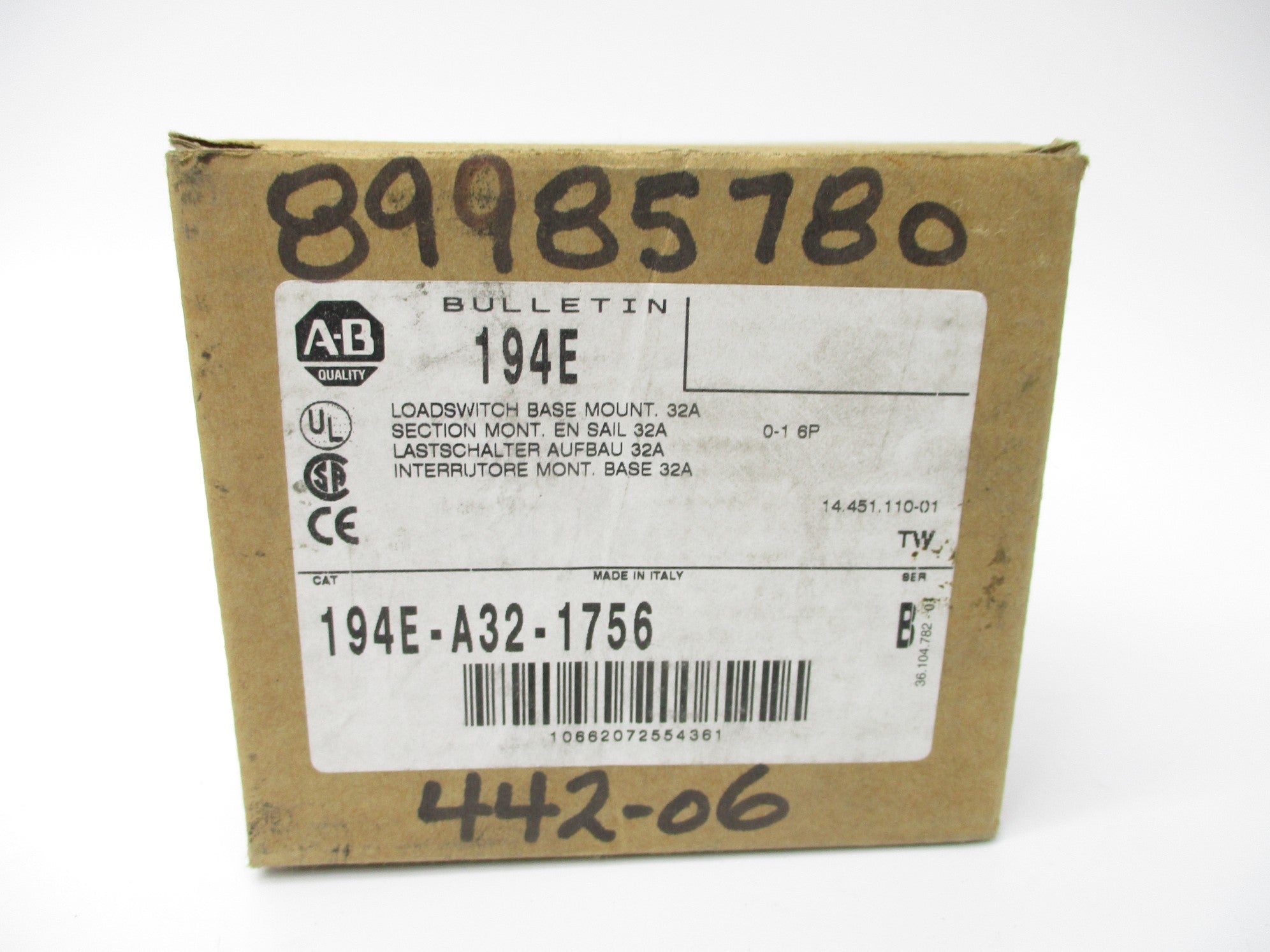 ALLEN BRADLEY 194E-A32-1756 SER. B (BR/WH) NSMP