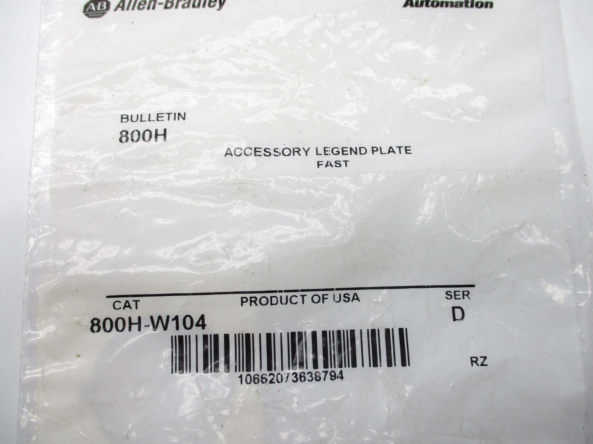 INDUSTRIAL SPARE PART 800H-W104 SER. D NSMP