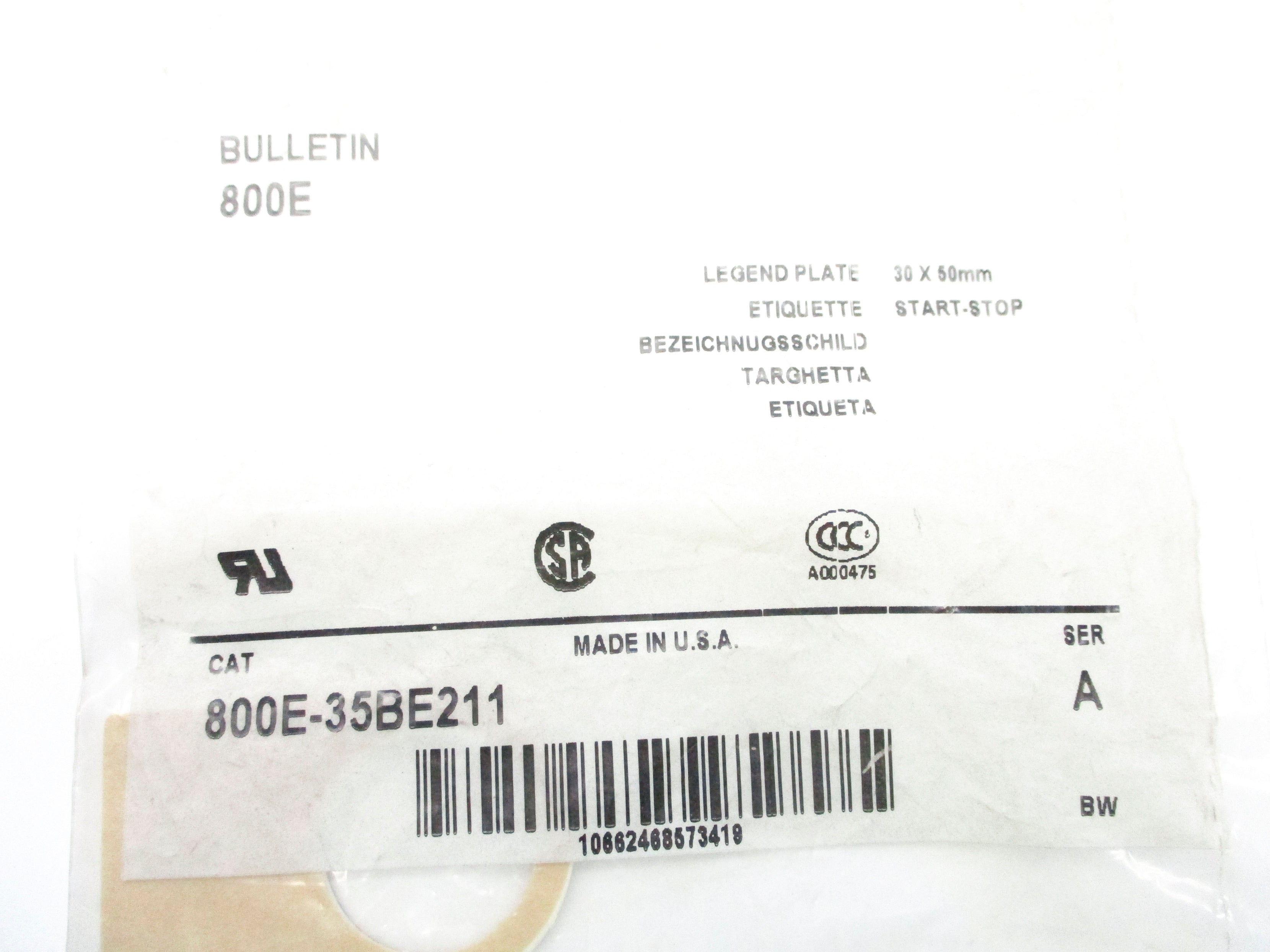 INDUSTRIAL SPARE PART 800E-35BE211 SER. A NSMP