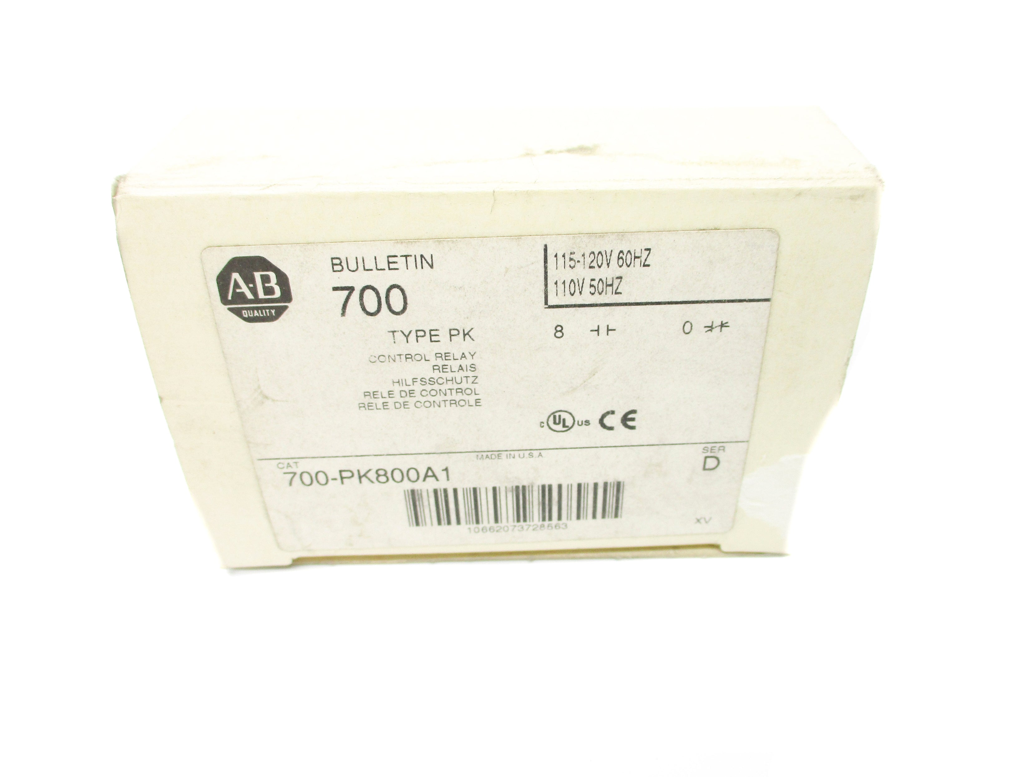 ALLEN BRADLEY 700-PK800A1 SER. D 110/120V (WH) NSMP