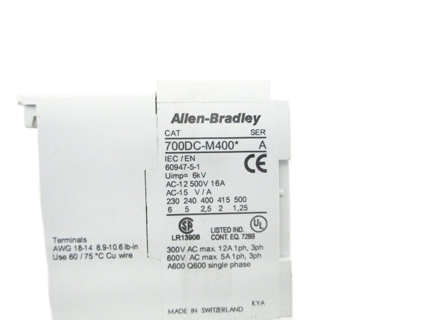 ALLEN BRADLEY 700DC-M400J SER. A 24VDC NSNP