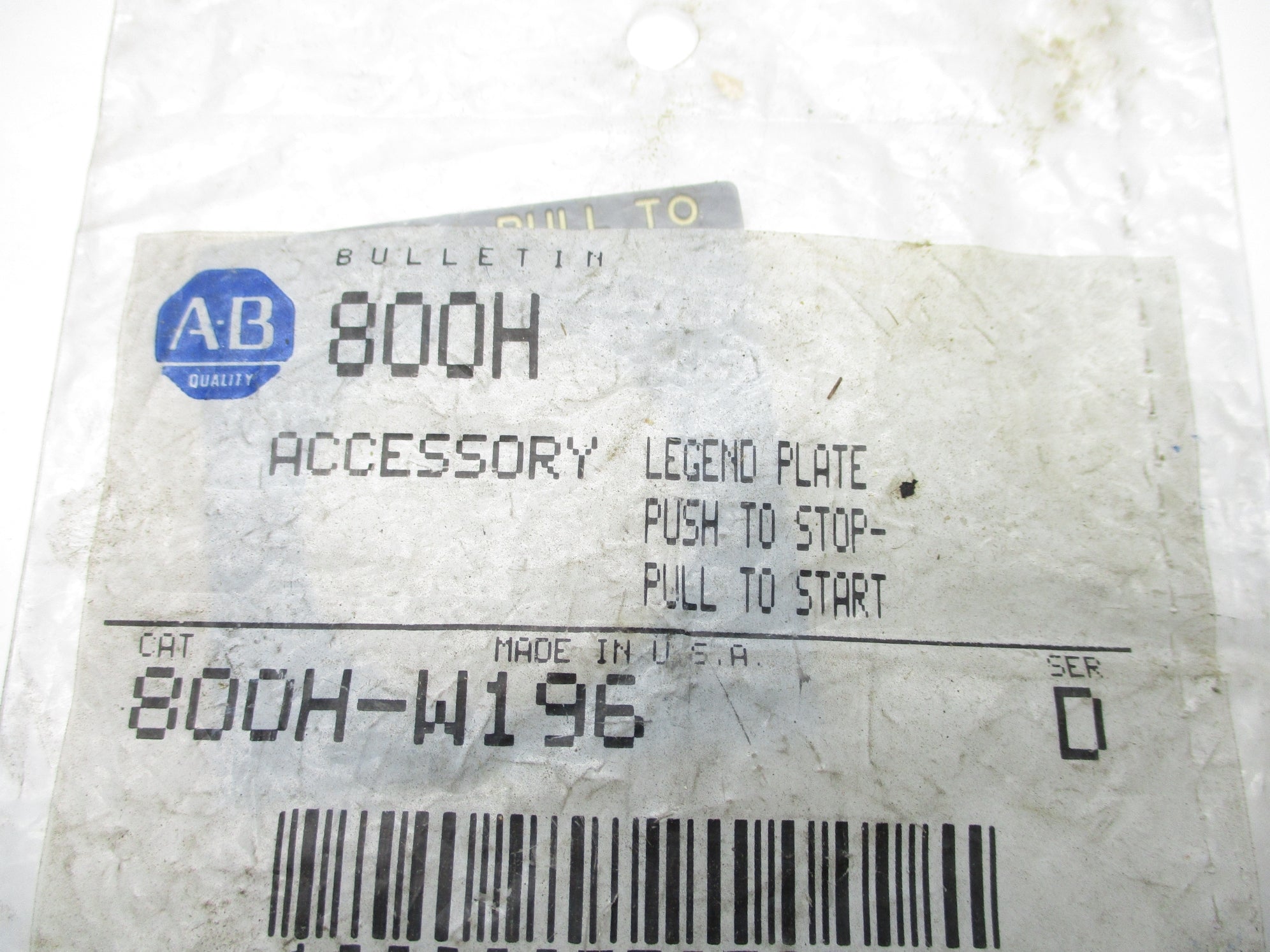 INDUSTRIAL SPARE PART 800H-W196 SER. D NSMP