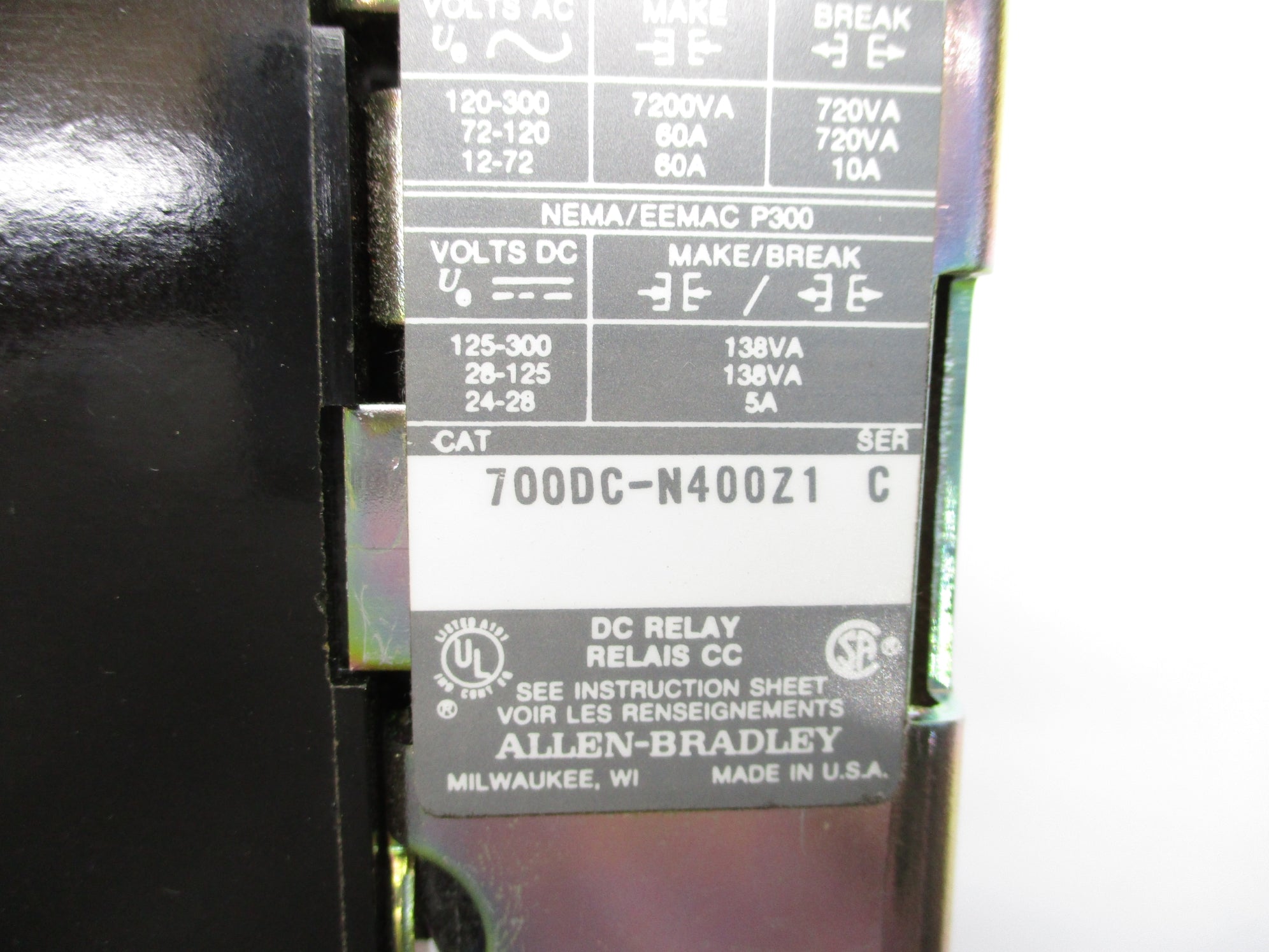 INDUSTRIAL SPARE PART 700DC-N400Z1 SER. C 115-125VDC NSNP