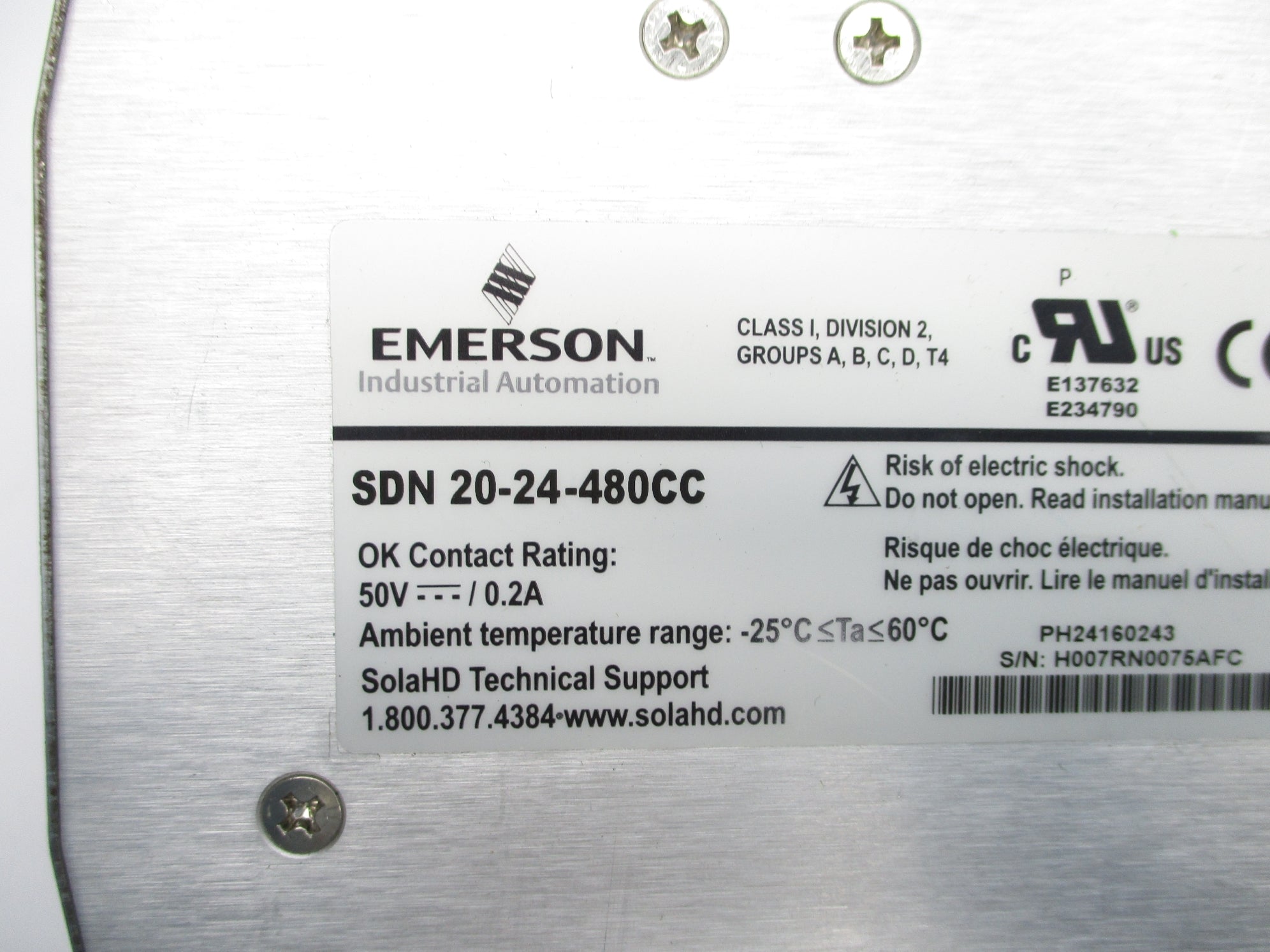 SOLA SDN20-24-480CC 380-480V 0.9A UNMP