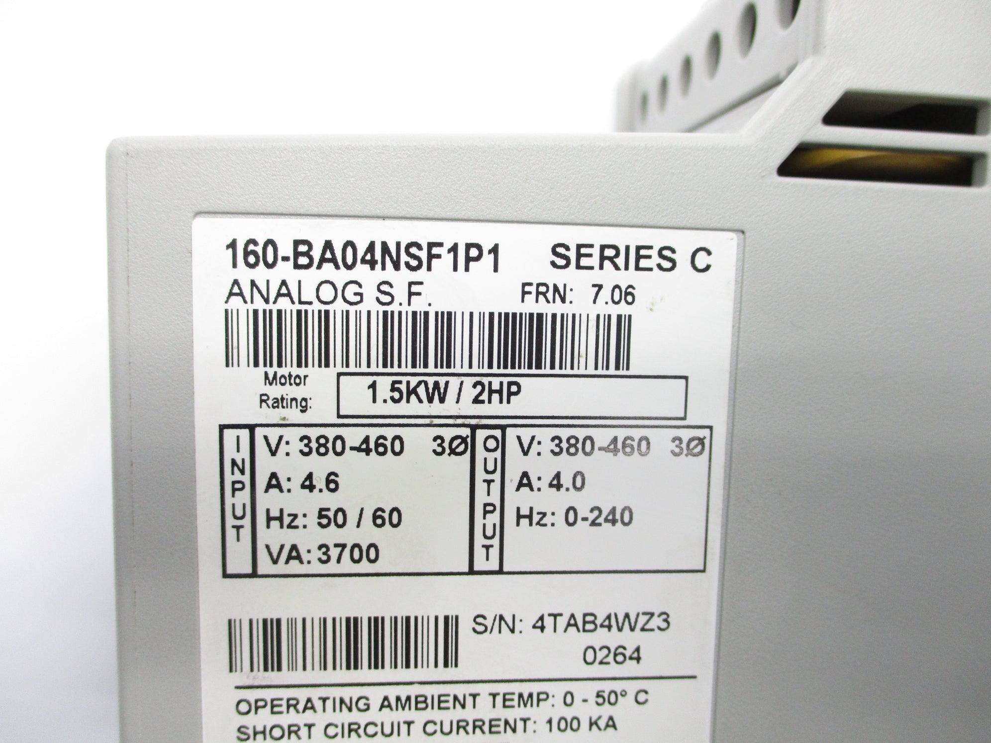 INDUSTRIAL SPARE PART 160-BA04NSF1P1 SER. C F/W 7.06 380-460V 4.6A NSNP