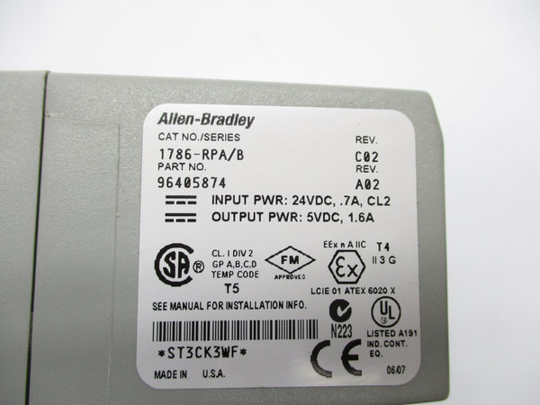 ALLEN BRADLEY 1786-RPA SER. B 24VDC NSNP