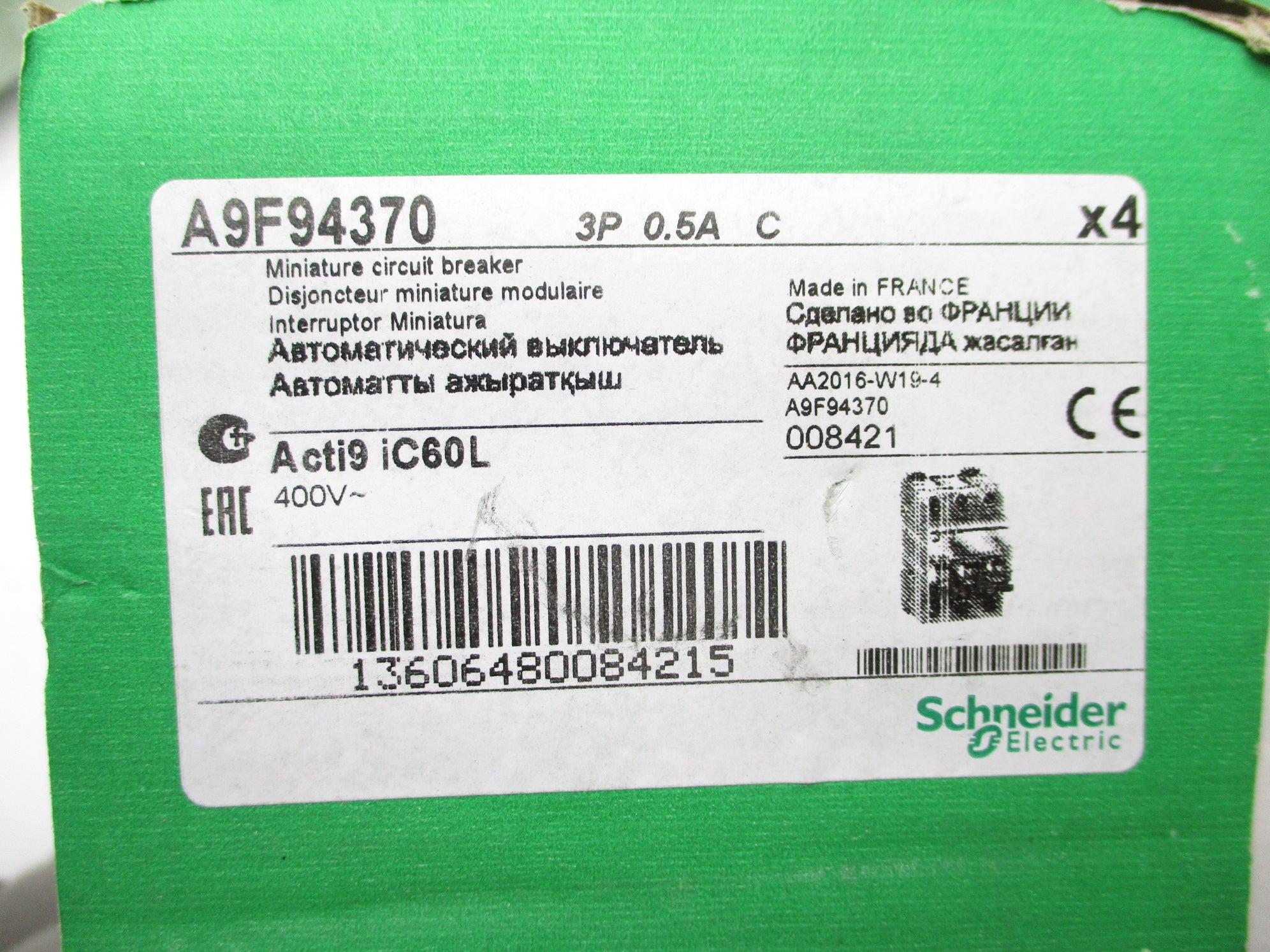 SCHNEIDER ELECTRIC A9F94370 0.5A 400V (PKG OF 4) NSMP