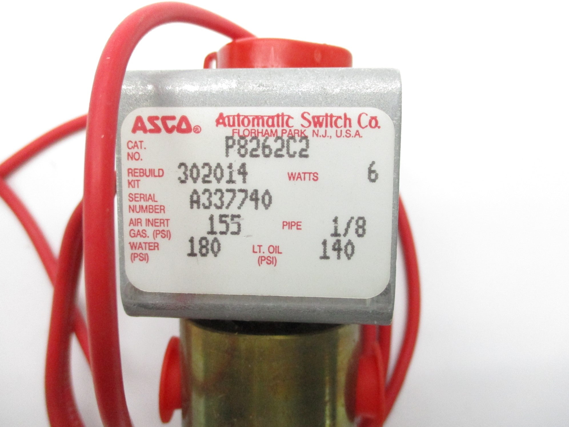 ASCO P8262C2 140-180PSI 1/8" NSNP