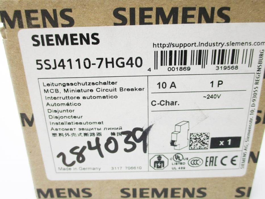 SIEMENS 5SJ4110-7HG40 240V 10A NSMP