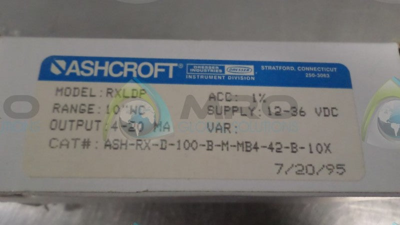 ASHCROFT ASH-RX-D-100-B-M-MB4-42-B-10X PRESSURE TRANSMITTER NSMP