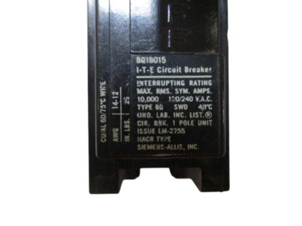 SIEMENS BQ1B015 CIRCUIT BREAKER 15A NSNP