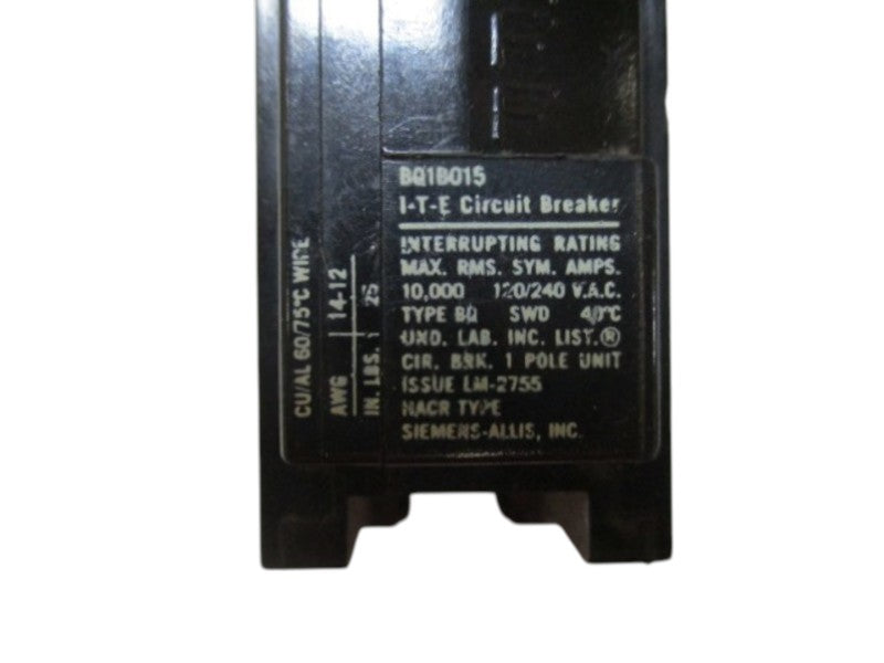 SIEMENS BQ1B015 CIRCUIT BREAKER 15A NSNP