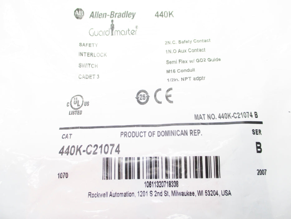ALLEN BRADLEY 440K-C21074 SER. B NSMP