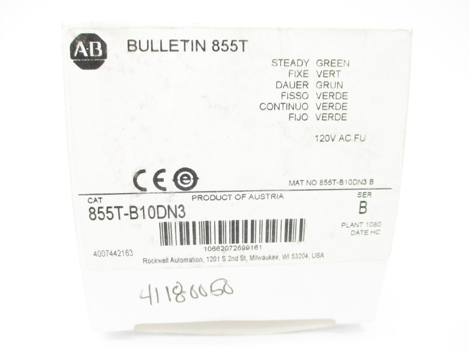 INDUSTRIAL SPARE PART 855T-B10DN3 SER. B 120VAC 0.058A (NO BULB) (WH) NSMP