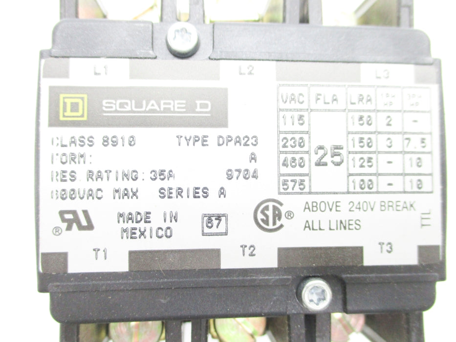 SQUARE D 8910DPA23V02 SER. A 110/120V NSNP