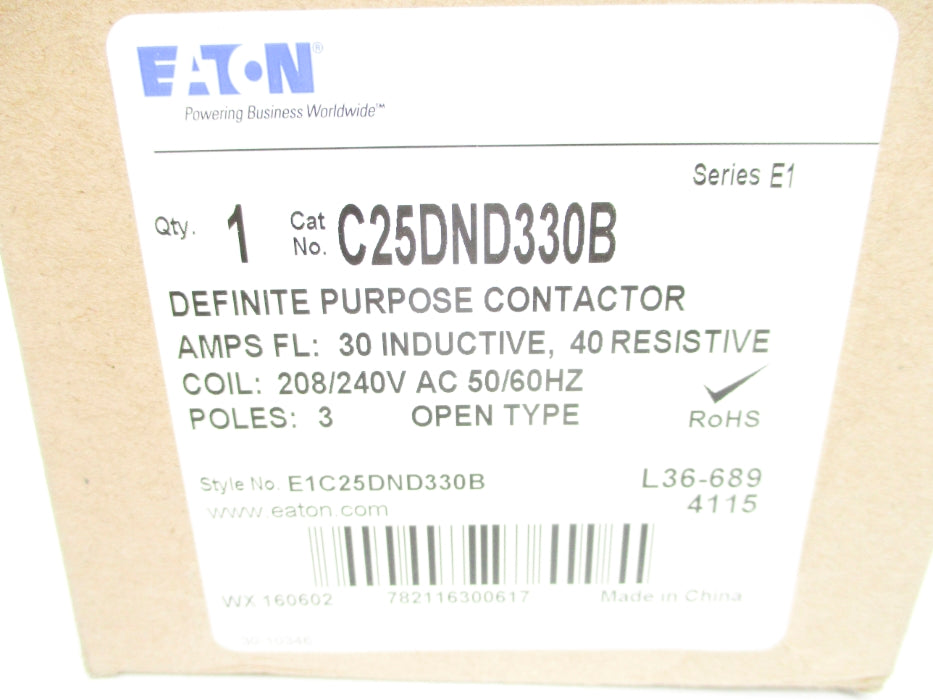 EATON C25DND330B SER. E1 208/240VAC 30A NSMP
