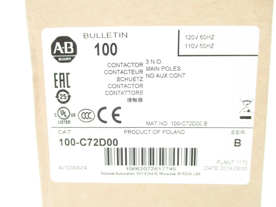 INDUSTRIAL SPARE PART 100-C72D00 SER. B 110/120V (BR/WH) NSMP