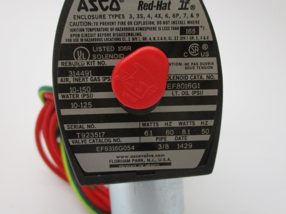 ASCO EF8316G054 110/120V 10-125PSI 3/8" NSNP