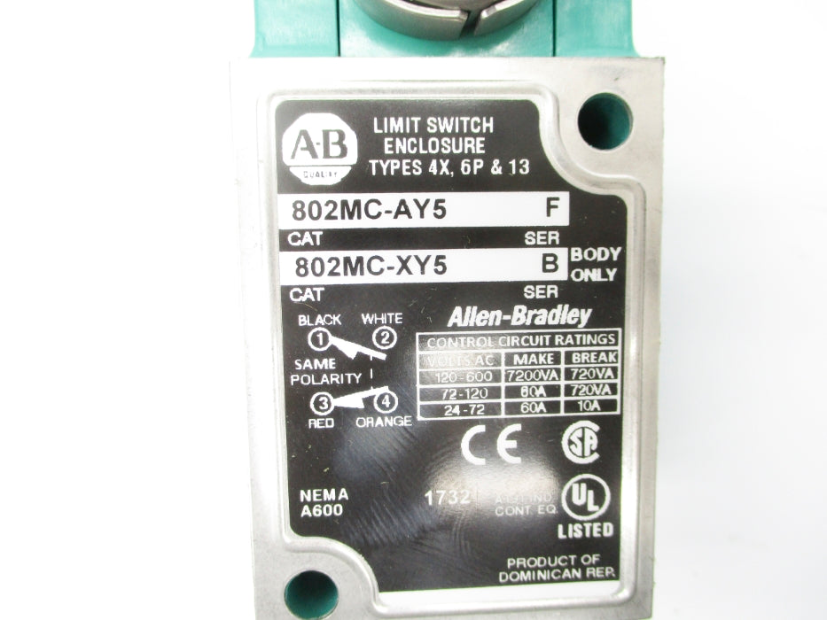 ALLEN BRADLEY 802MC-AY5 SER. F 120-600VAC 60A  NSNP