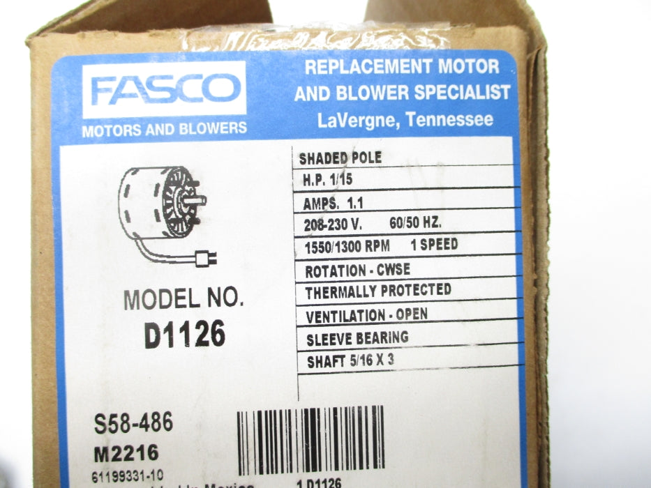 FASCO D1126 208-230V 1.1A NSMP
